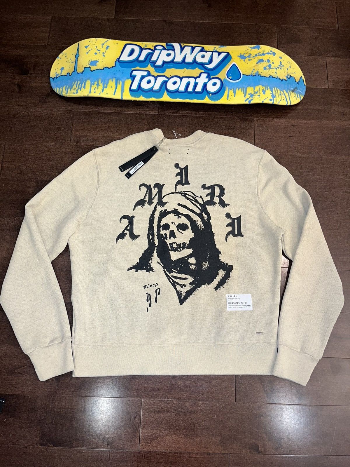 image of Amiri X Wes Lang Reaper Sweater in Tan, Men's (Size Small)