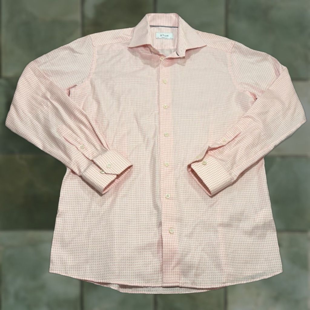 Eton ETON Contemporary Dress Shirt Pink Checkered Long Sleeve 15.5/39-15.5 M Regular Men’s Shirt Size US M / EU 48-50 / 2 - 1 Thumbnail