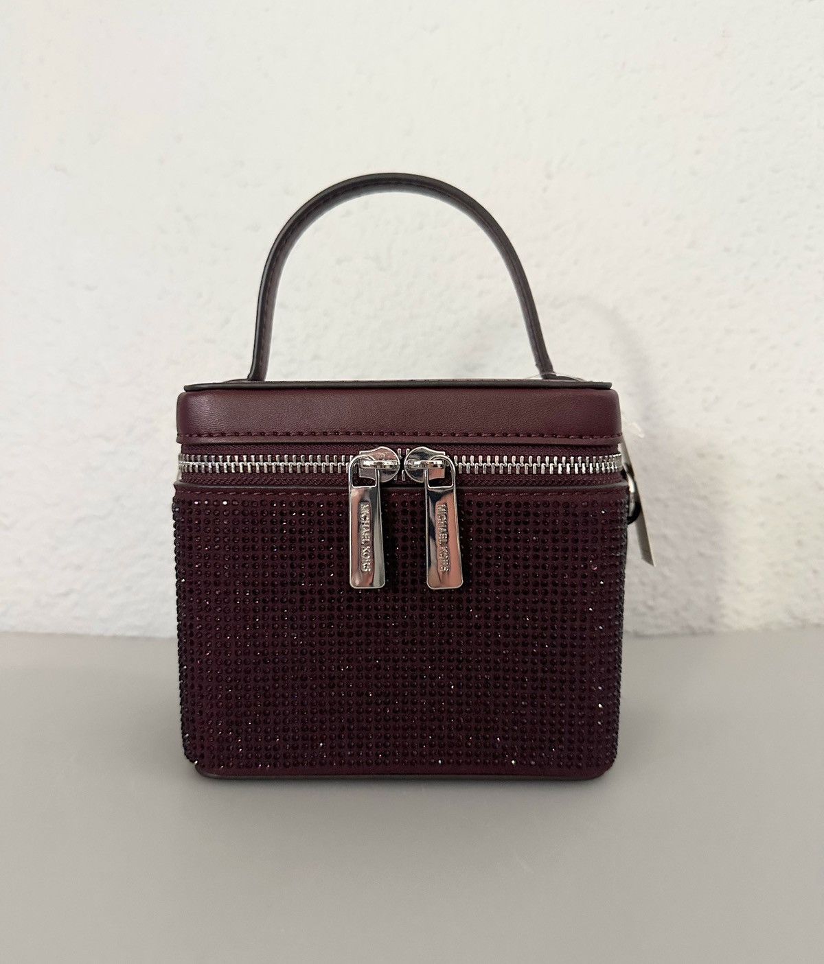 Michael Kors Sandrine Small Box Crossbody Bag With Cristal In Oxblood Size ONE SIZE - 7 Thumbnail