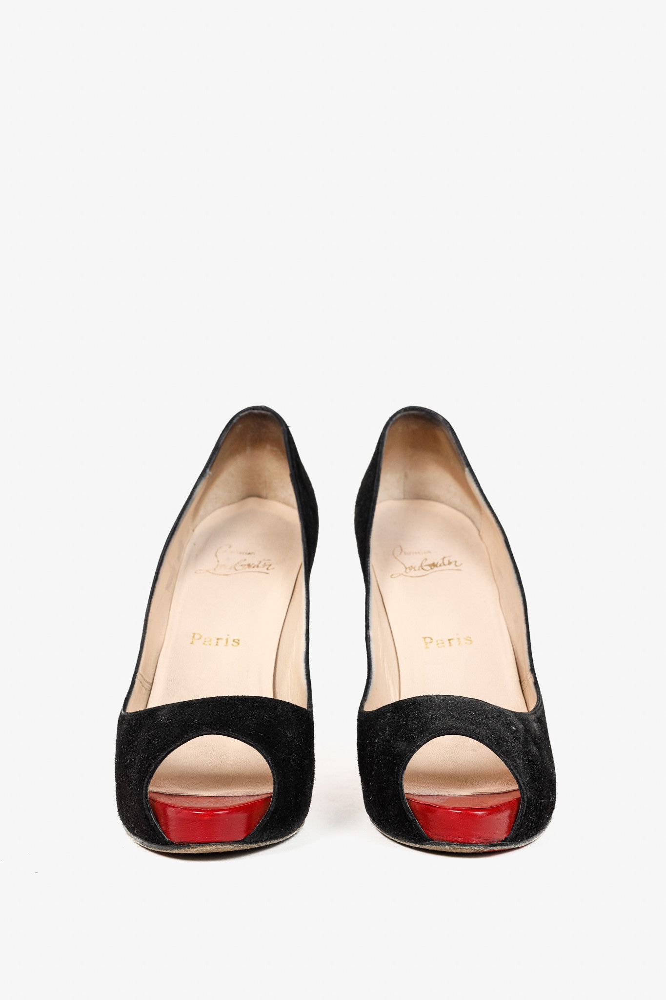 Christian Louboutin Christian Louboutin Very Prive Veau Velours Peep-Toe Pumps Size US 8.5 / IT 38.5 - 2 Thumbnail