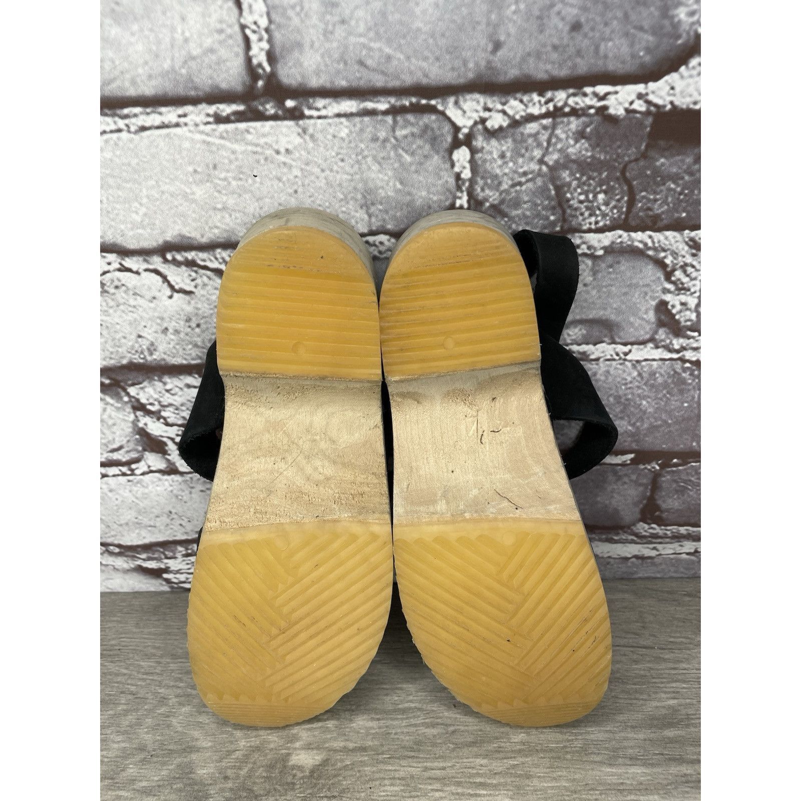 Other Mabo Black Leather Peep Toe Strap Sweden Clogs Heel Sandals Size US 4 / IT 34 - 23 Thumbnail