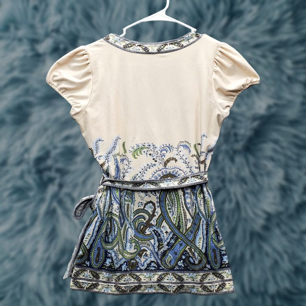 Bcbgmaxazria BCBGMAXAZRIA Mini Dress Womens Size S Wrap V Neck Paisley Print Multicolor Solid Casual Womens Size S Size S / US 4 / IT 40 - 1 Thumbnail