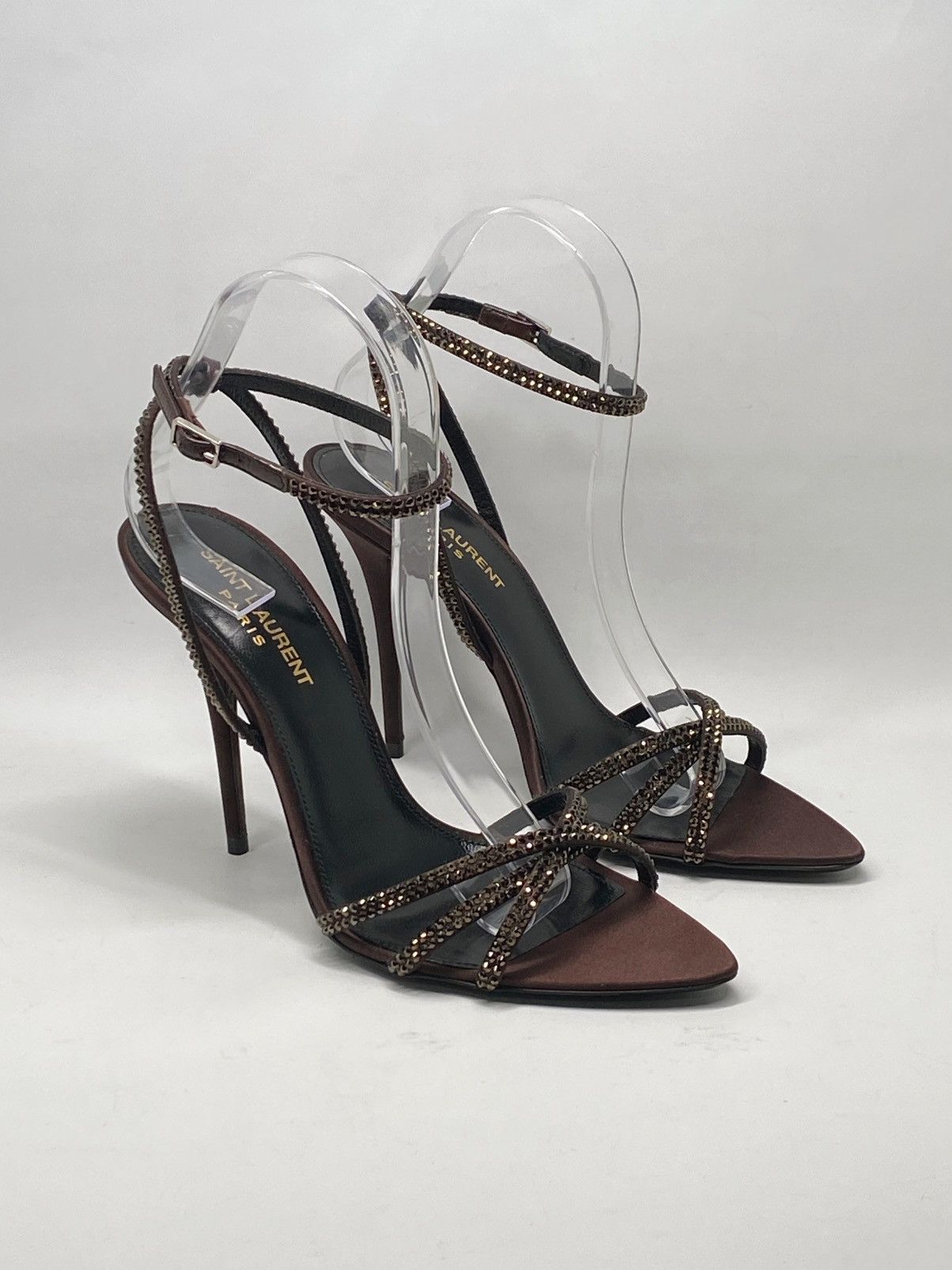 Yves Saint Laurent Saint Laurent Ava Sandals Satin with Rhinestones size 37.5 Size US 7.5 / IT 37.5 - 3 Thumbnail
