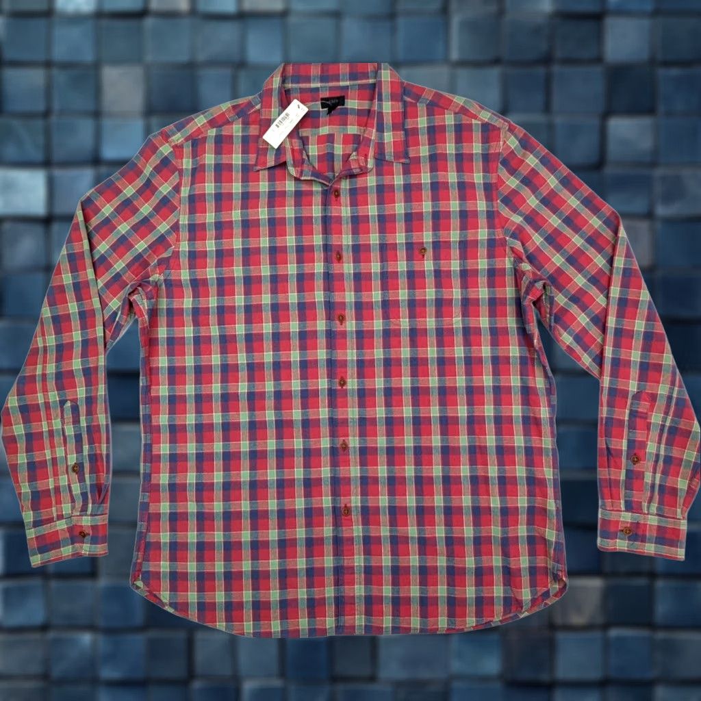 J.Crew J.CREW Button-Down Plaid Shirt XL Men Red Green Cotton Lightweight E6698 Size US XL / EU 56 / 4 - 1 Thumbnail