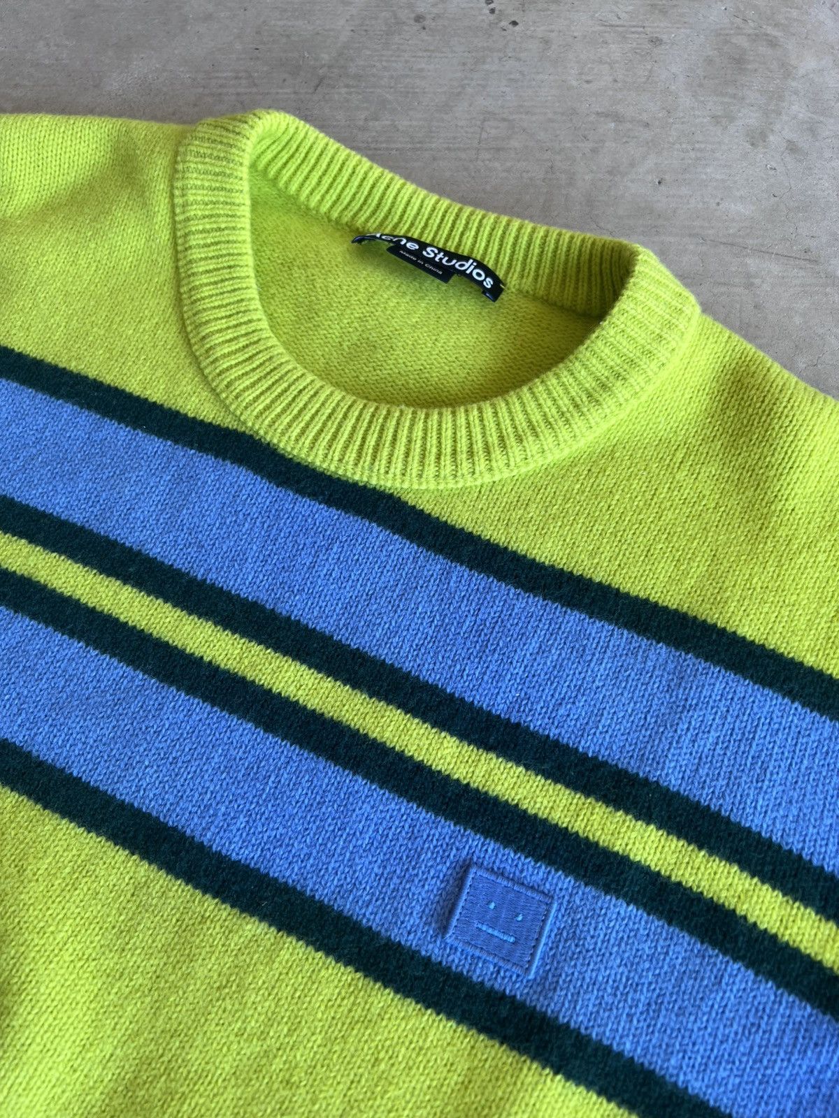 Acne Studios GREEN BLUE OVERSIZED STRIPE STRIPED SWEATER KNIT BLIE GREEN Size US L / EU 52-54 / 3 - 2 Thumbnail