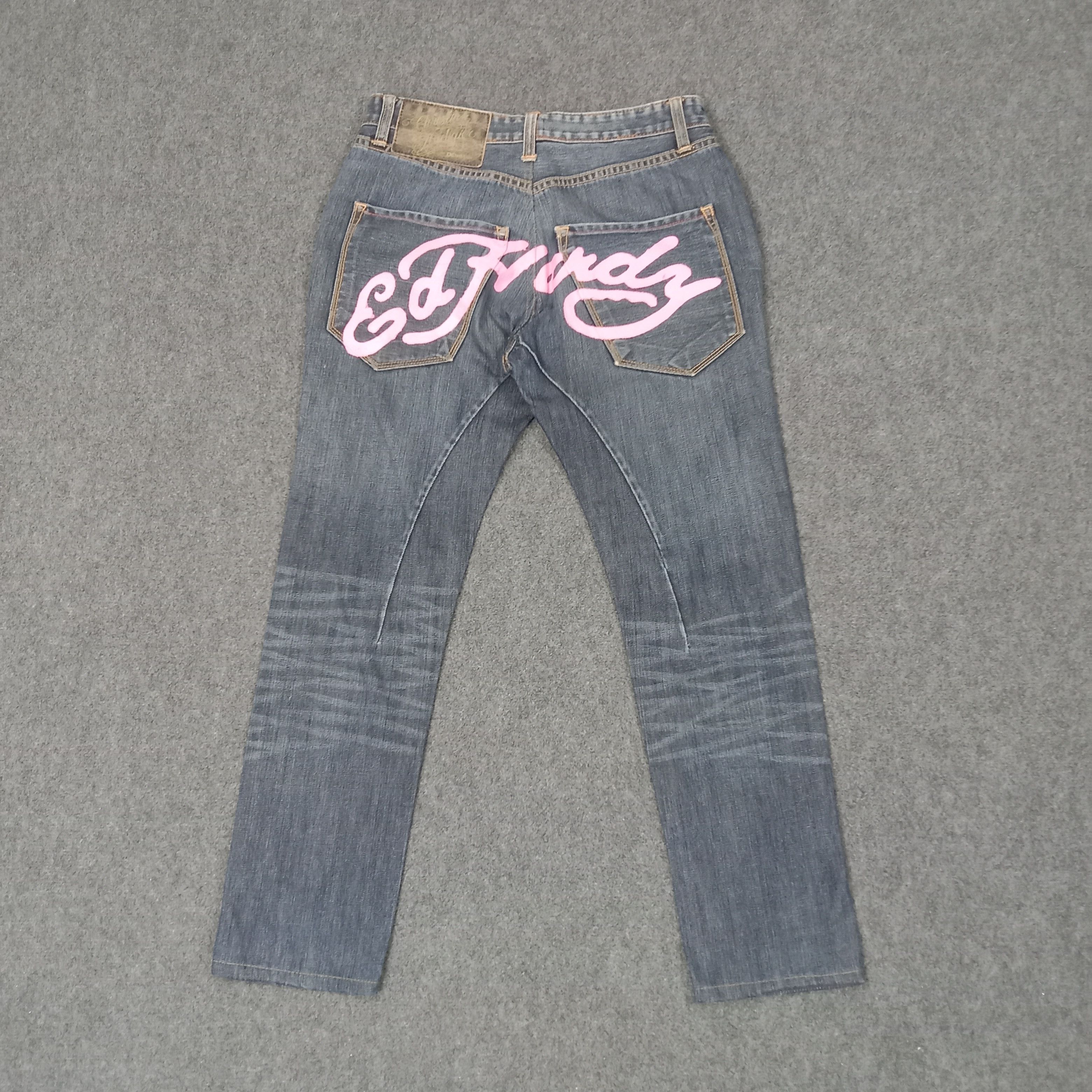 Christian Audigier × Ed Hardy × Vintage Ed Hardy Christian Audugier Custom Logo Jeans Size US 31 - 1 Thumbnail