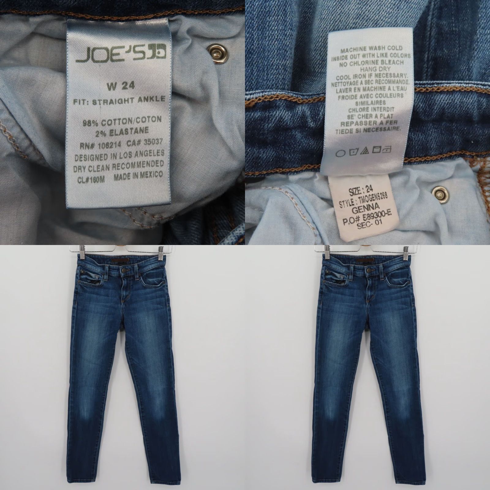 Vintage VINTAGE? No — Joe's Jeans Womens 24 Straight Ankle Medium Wash Solid Blue Denim Jeans Cotton Jacket? No Size 42" / US 20 - 8 Thumbnail