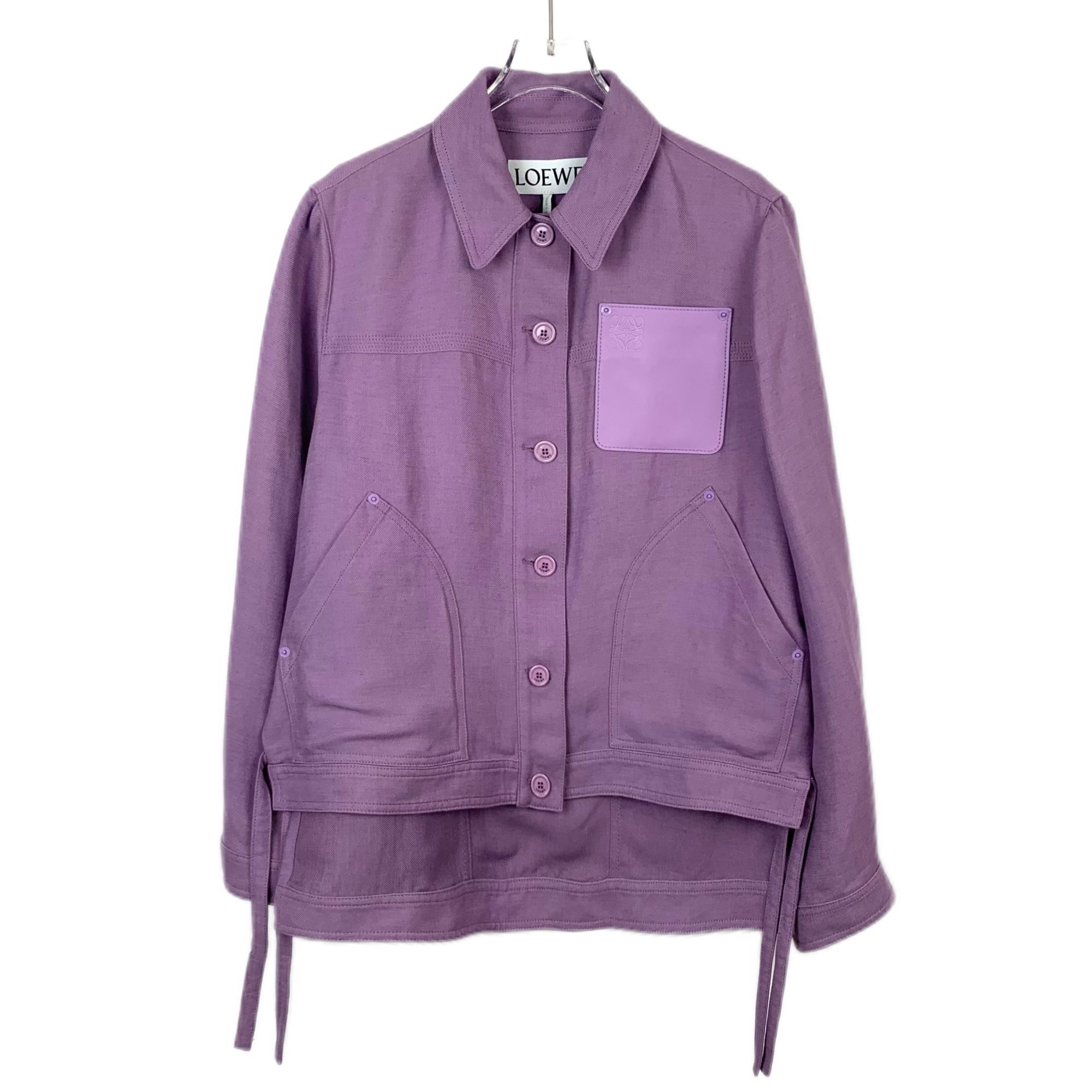 Loewe Loewe Purple Logo Patch Leather Pocket Collar Jacket (Size 3 Size XXS / US 00 / IT 34 - 1 Thumbnail