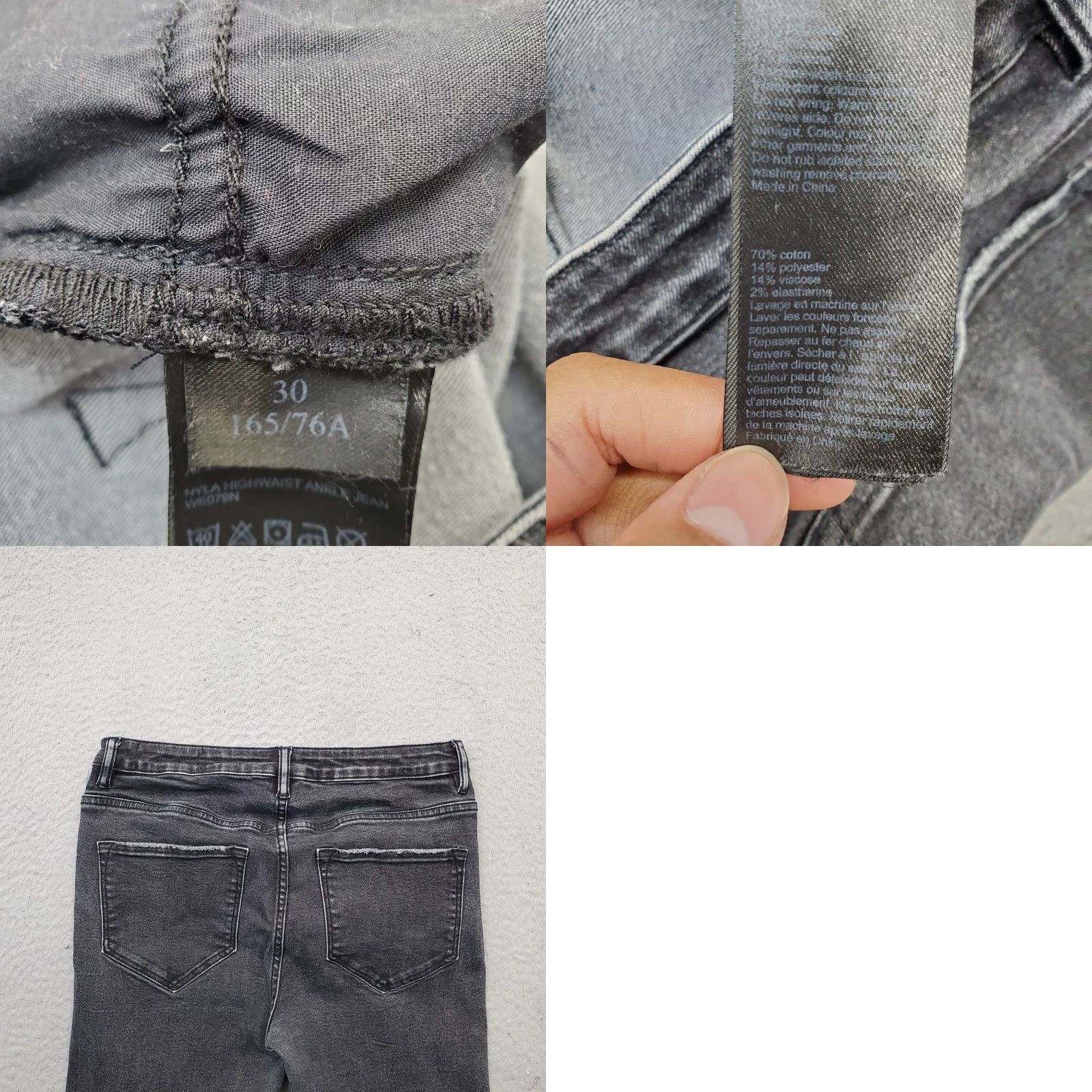 Allsaints AllSaints Jeans Womens 30 Black Denim 5-Pocket Dark Wash Comfort Skinny Leg Size 30" / US 8 / IT 44 - 8 Thumbnail