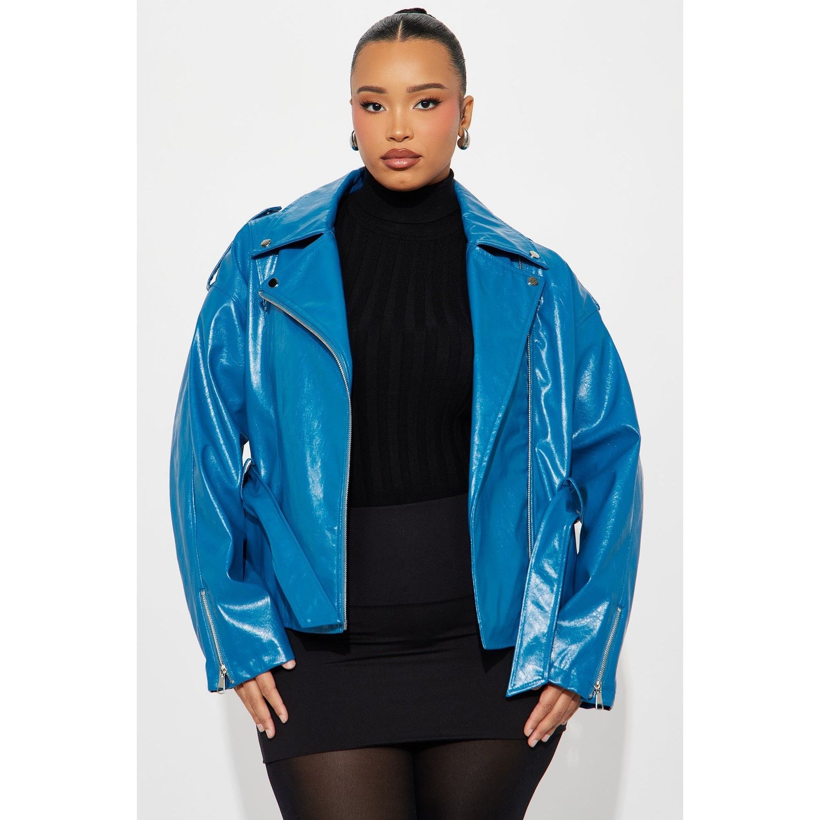 Other Moving On Faux Leather Moto Jacket - Teal - Size 1X Size XL / US 12-14 / IT 48-50 - 8 Thumbnail