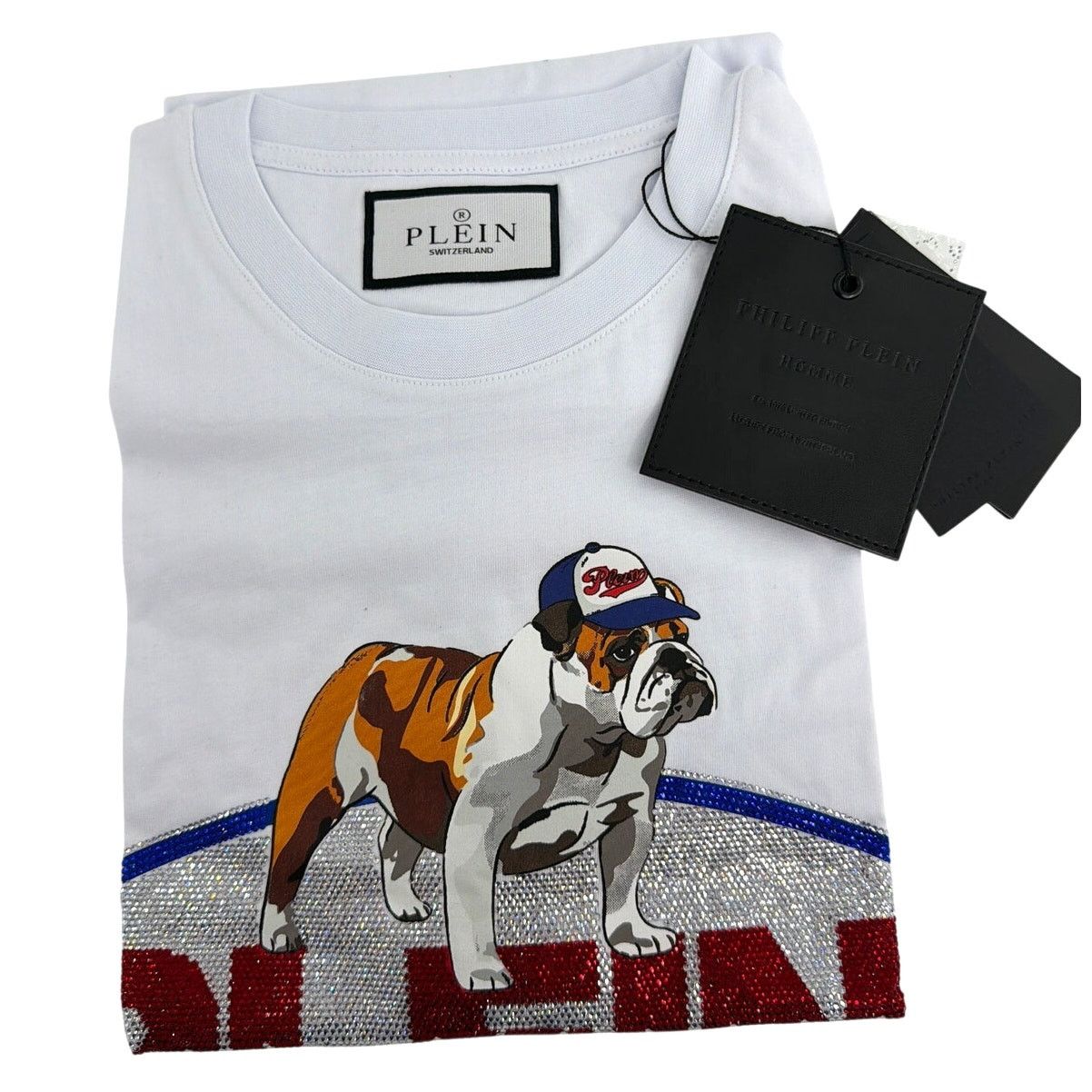 Philipp Plein Philipp Plein White Bulldog Crystal Round Neck T-Shirt XXL Size US XXL / EU 58 / 5 - 5 Thumbnail