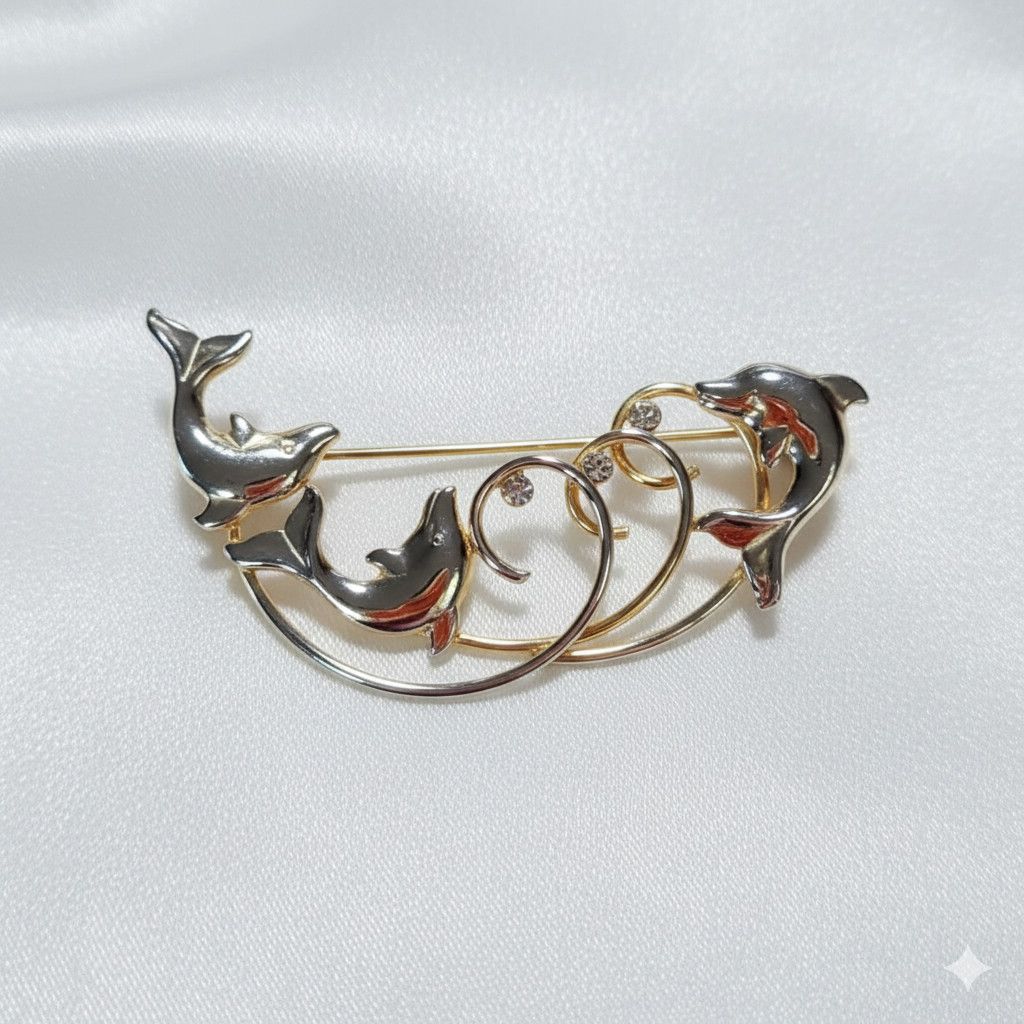 Other Dolphin Earrings & Brooch NEW Vintage 14k Gold Plated Size ONE SIZE - 4 Thumbnail