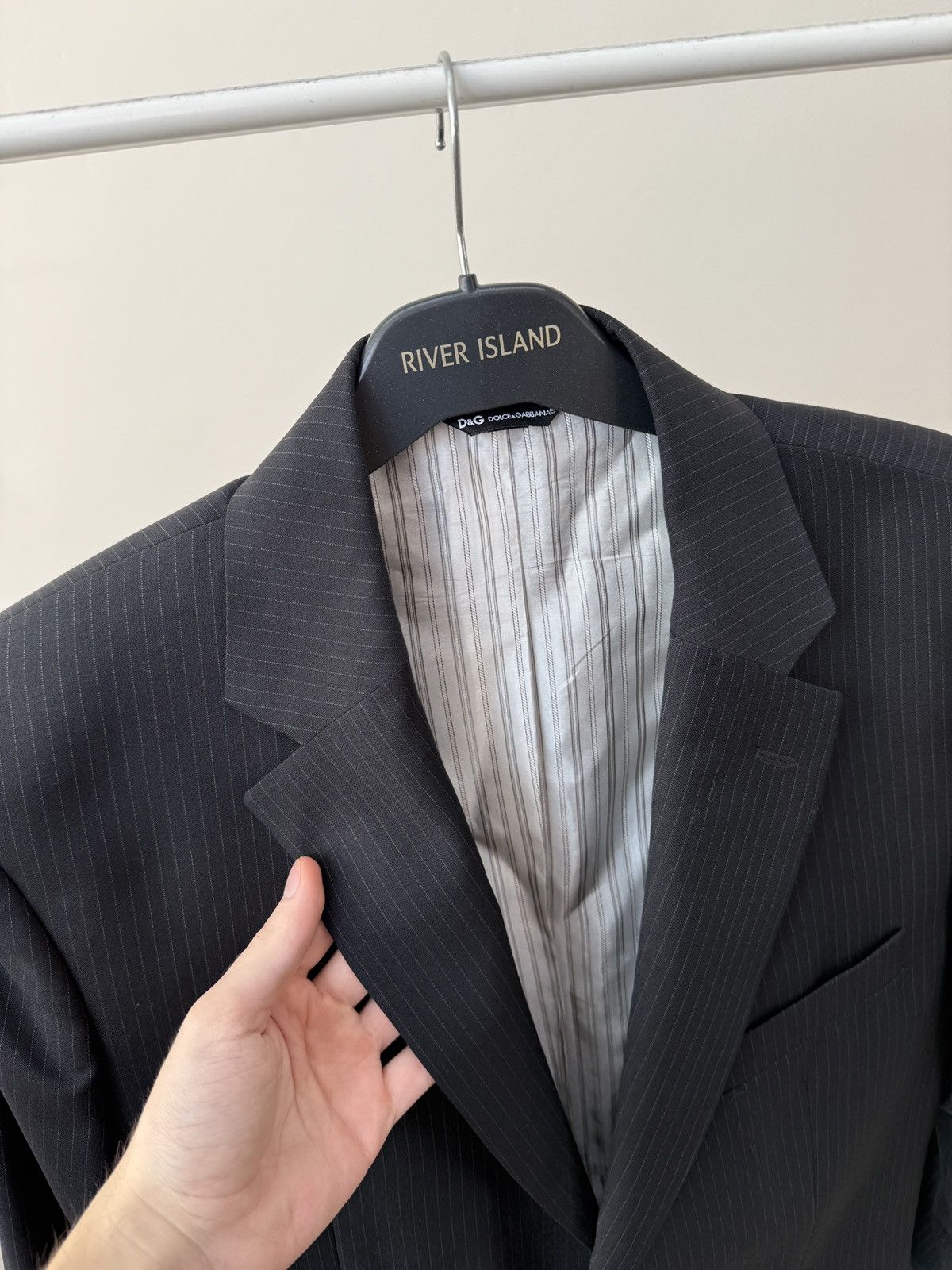 Dolce & Gabbana Vintage Dolce & Gabbana Black Pinstripe Suit Size 50R - 4 Thumbnail