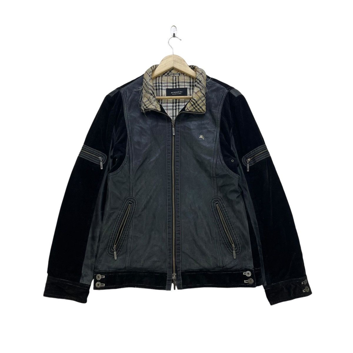 ジャケット・アウター burberry black label leather jacket BURBERRY BLACK LABEL Jacket Leather Jacket Rider Slam