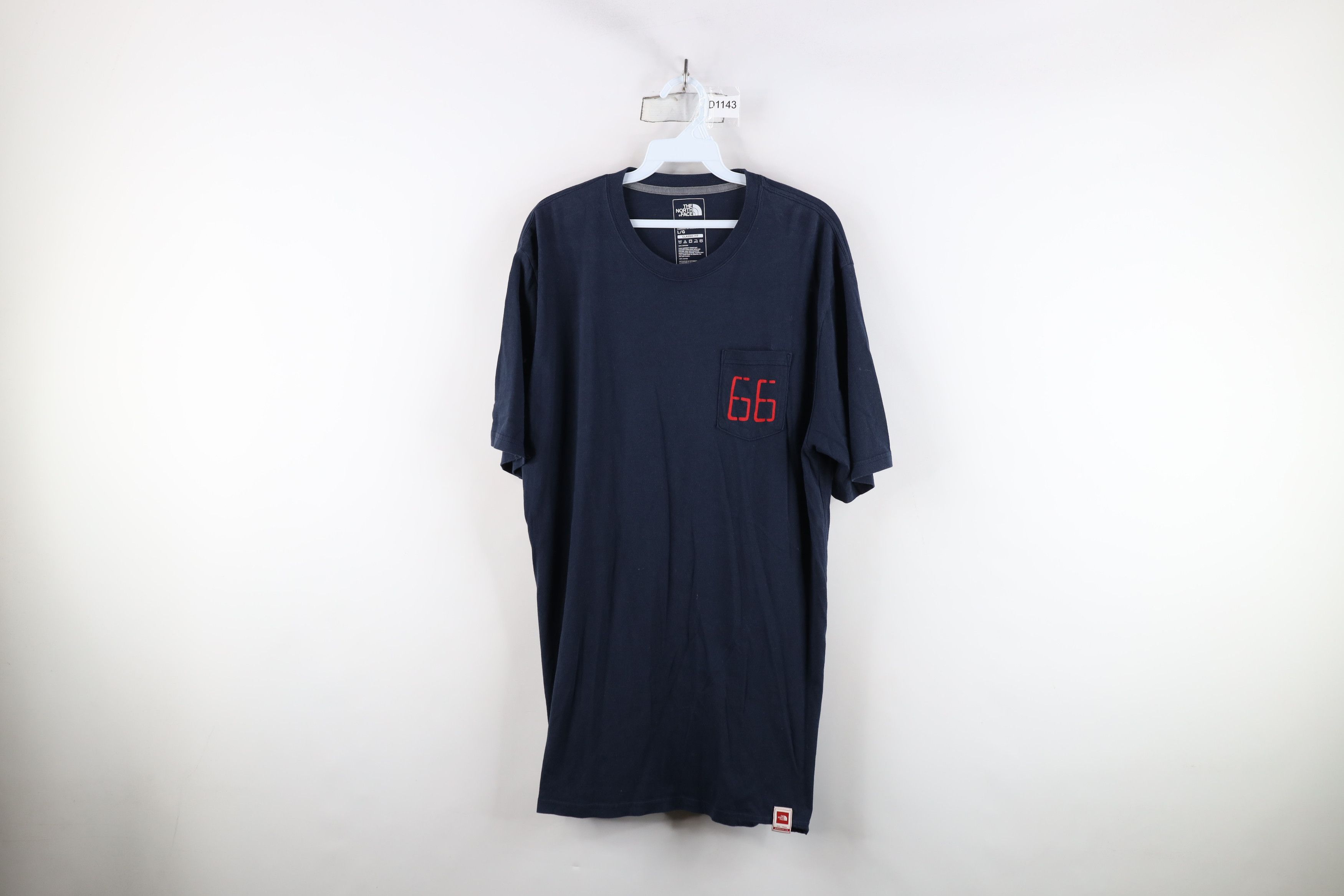 The North Face × Vintage The North Face Spell Out Short Sleeve Pocket T-Shirt Blue Size US L / EU 52-54 / 3 - 1 Thumbnail