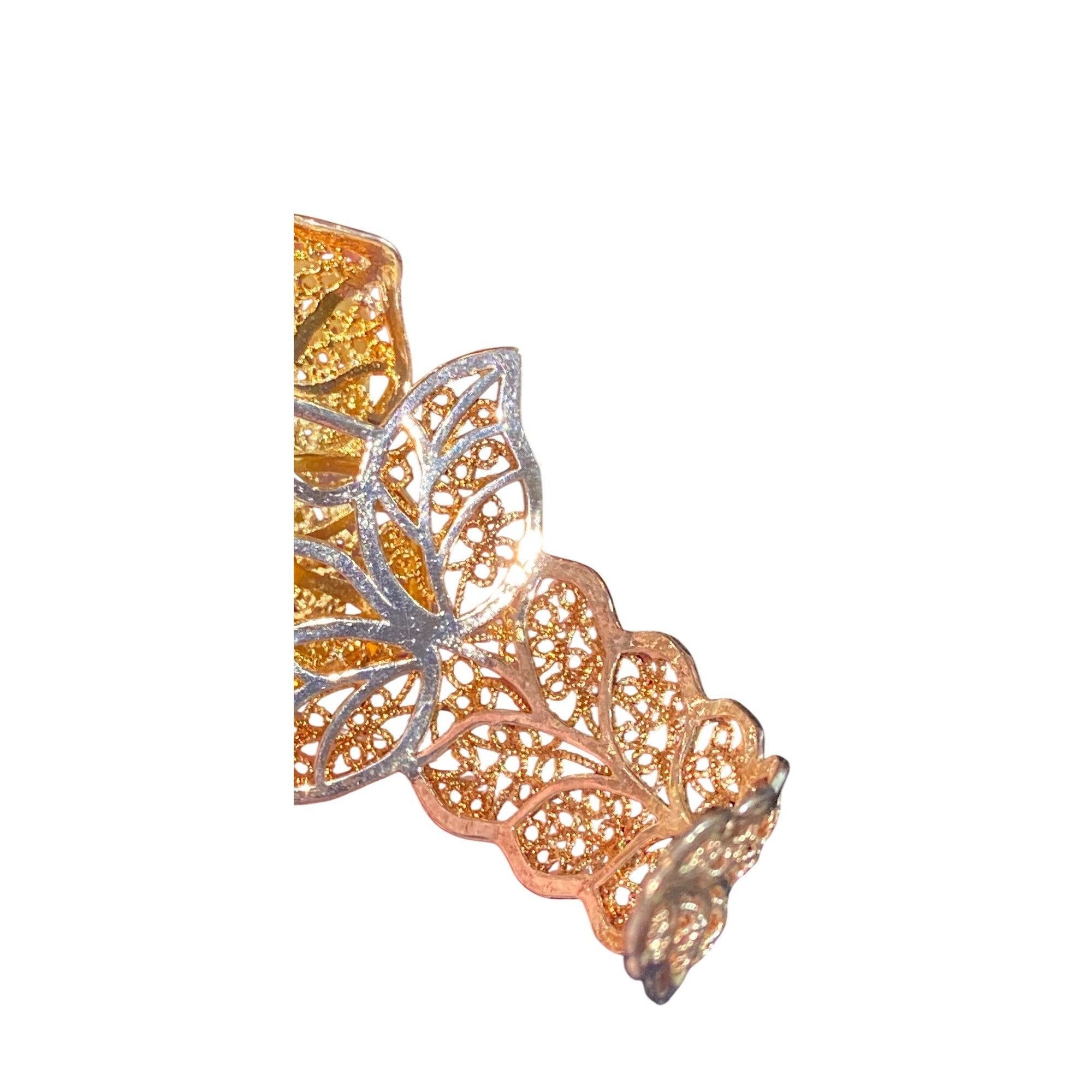 Other Filigree Rose Statement Cuff Bracelet With Intricate Leaf De Size ONE SIZE - 6 Thumbnail