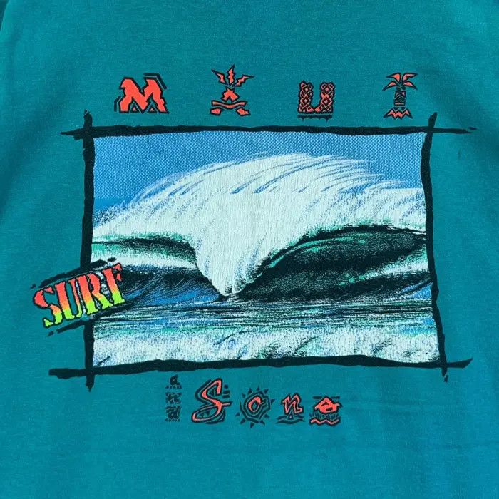 Maui and Sons Vintage 90’ MAUI & SONS SURF Big Wave Artwork Tee Shirt Size US XL / EU 56 / 4 - 4 Thumbnail