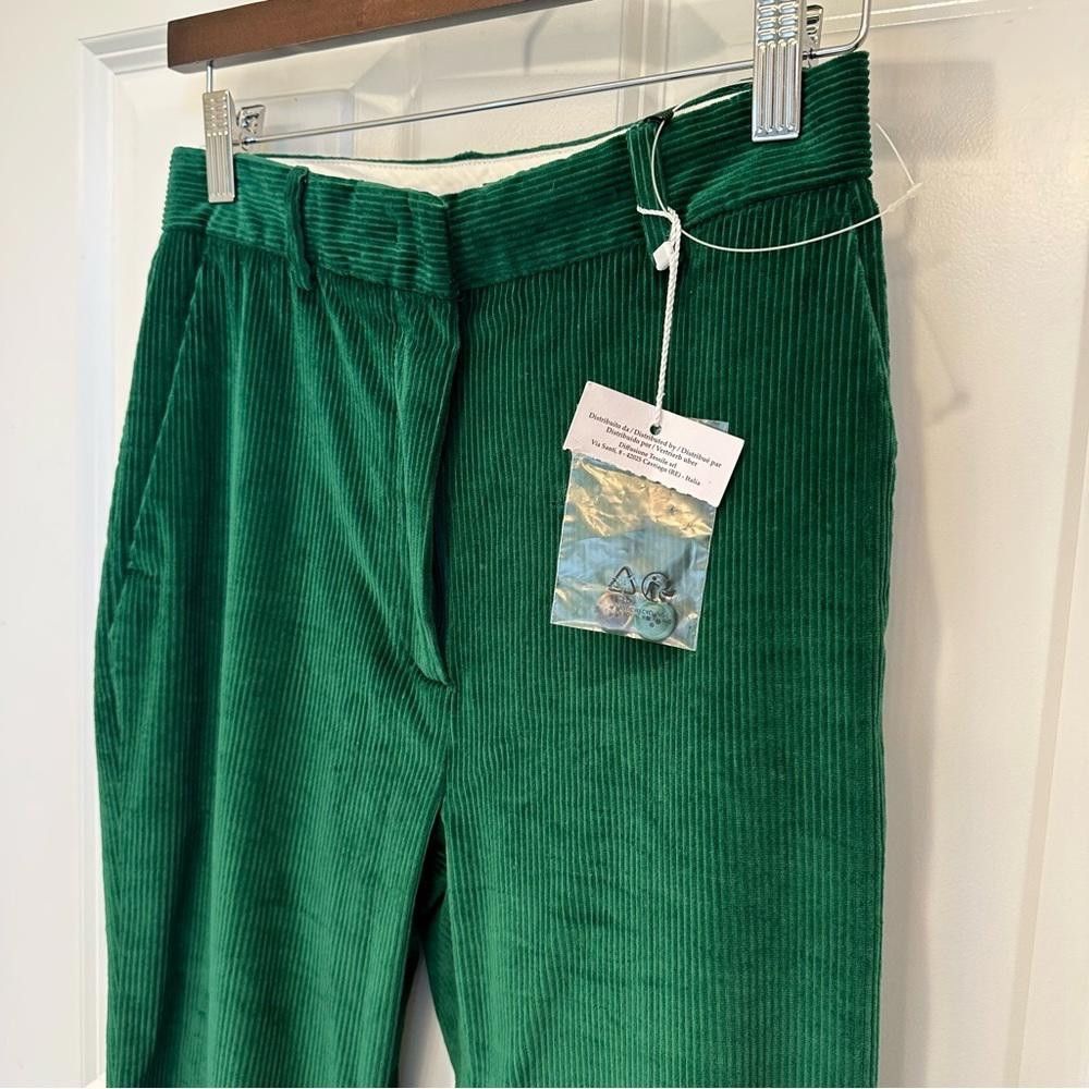 Designer NWOT Weekend MaxMara label-cut Green Bootcut Trousers US2/4 Size 27" / US 4 / IT 40 - 9 Thumbnail