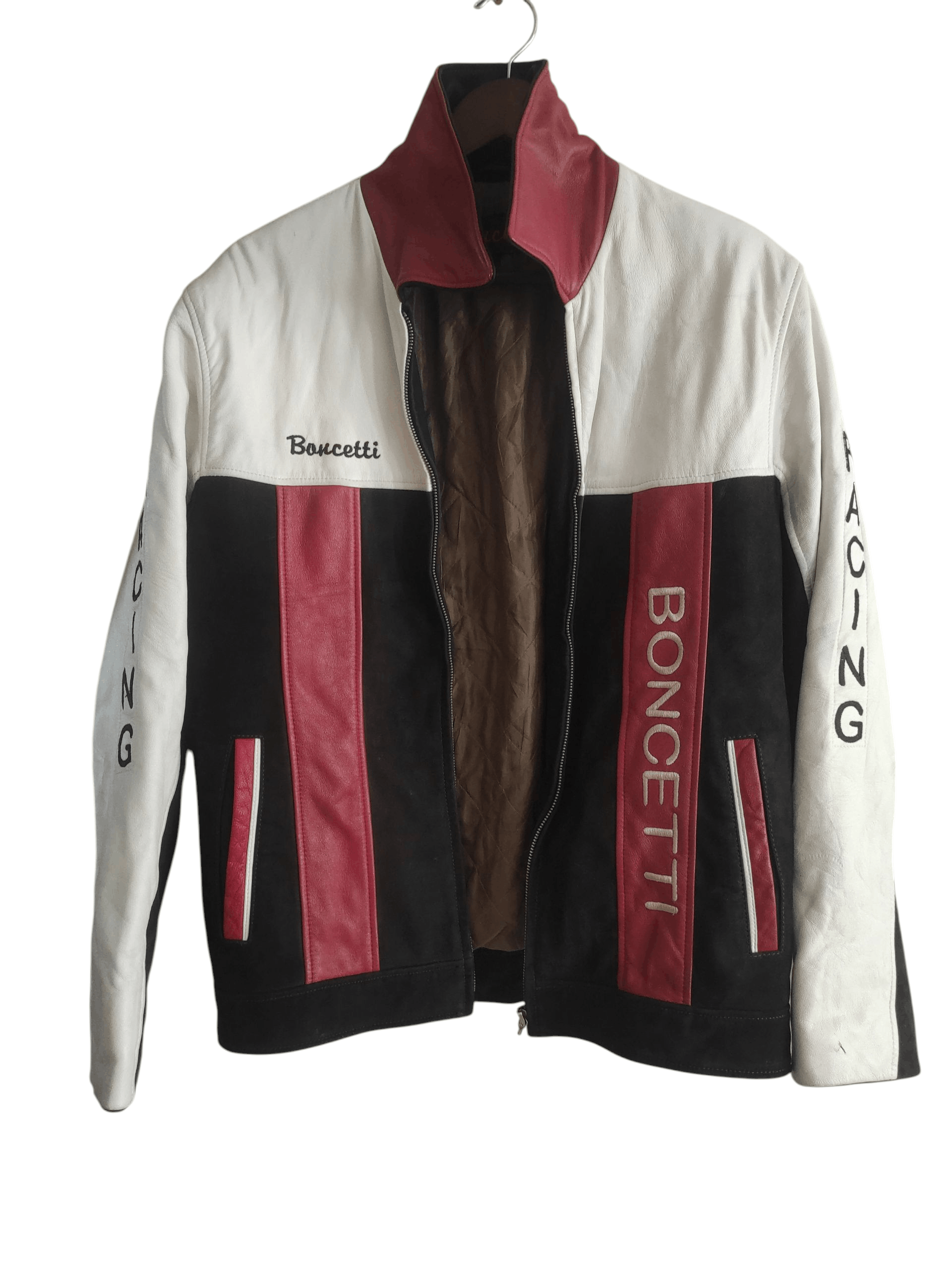 Boncetti Vintage Y2K Leather Motorcycle Racing Jacket Size L