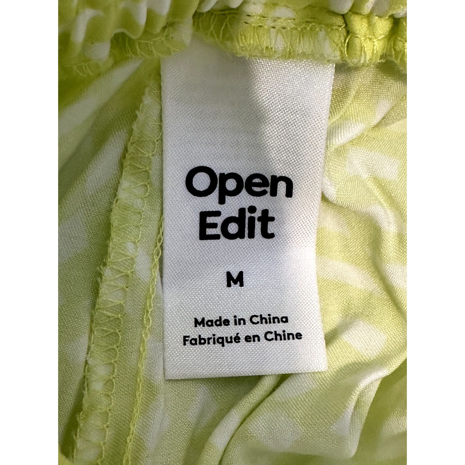 Other Open Edit Womens Green White Diamond Print Satin Pants M NWT Size 34" / US 12 / IT 48 - 9 Thumbnail