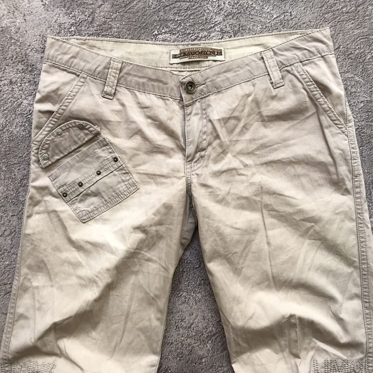 Vintage Vintage Y2K Baggy Cargo Pants Distressed Streetwear Tan 29 Size 29" - 5 Thumbnail
