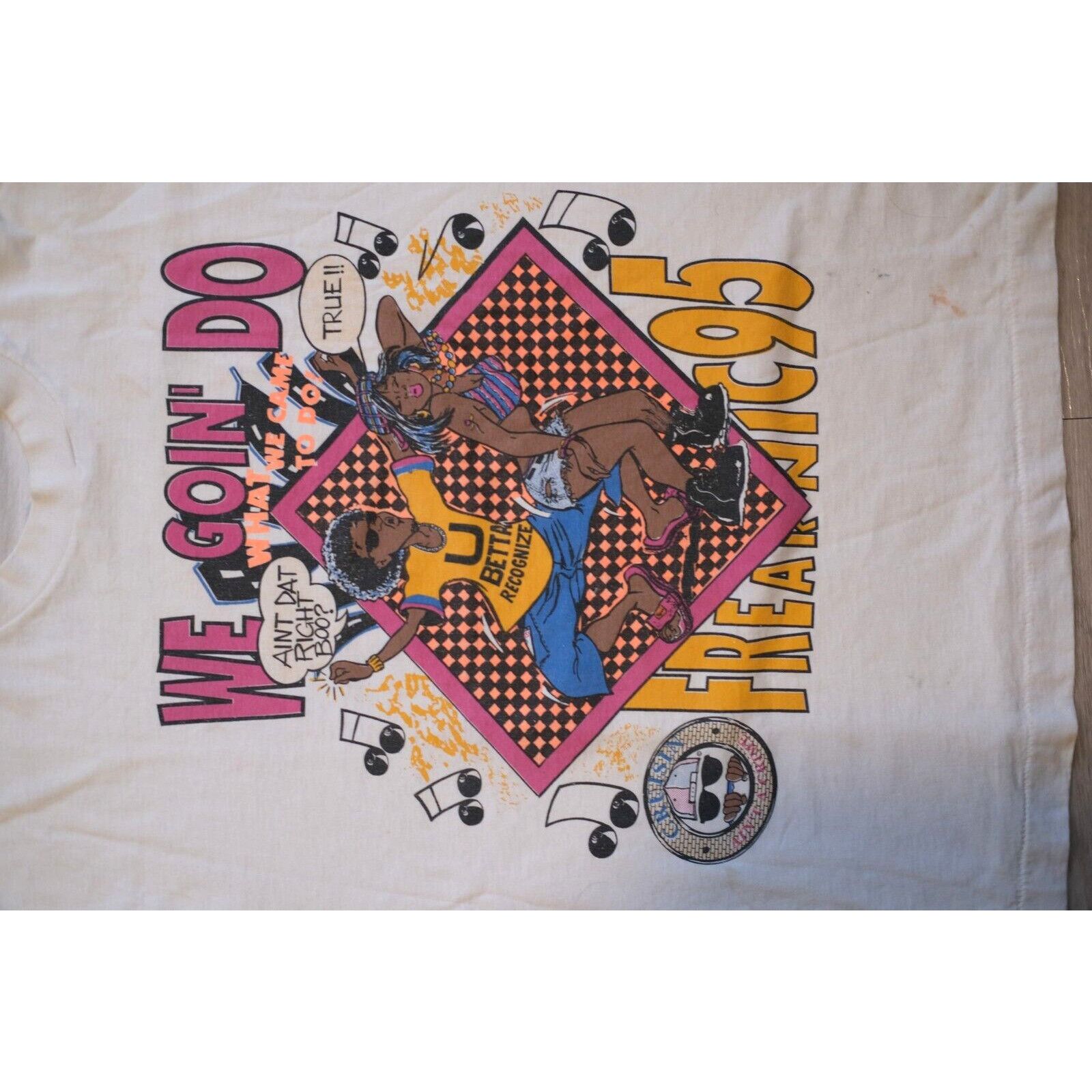 Fruit Of The Loom Vintage 1995 Fruit of Loom Freak Nic 95 Shirt Large White Size US L / EU 52-54 / 3 - 2 Thumbnail