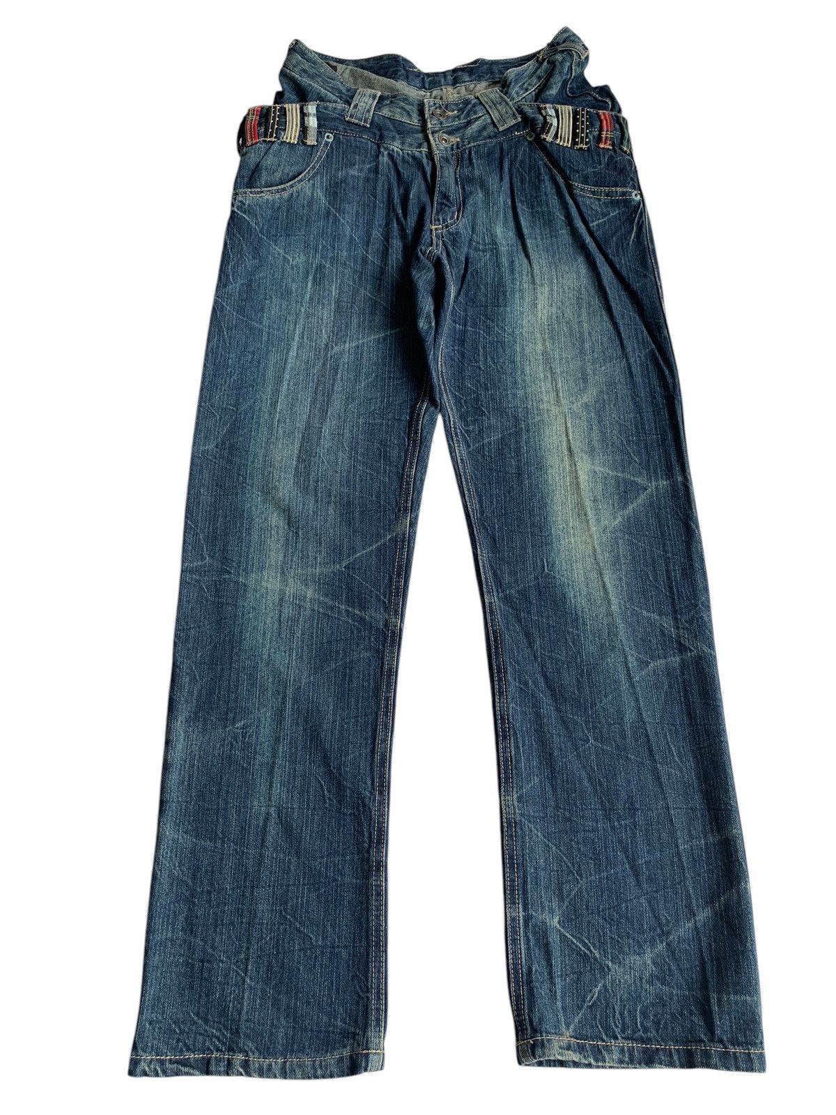 If Six Was Nine DOUBLE WAIST JAPANESE UNKNOWN PUNK STYLE RUSTY DENIM🎌☠️ Size US 30 / EU 46 - 2 Thumbnail