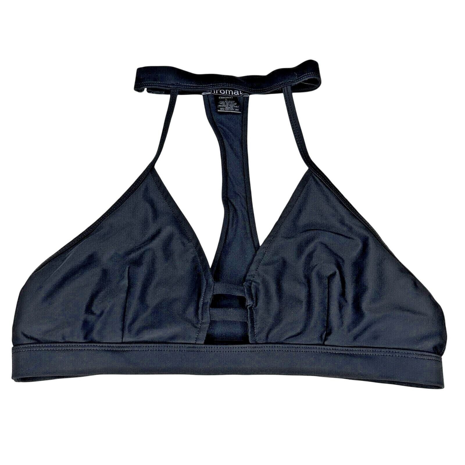 Other Chromat Black T-Racerback Halter Sports Bra Bikini Top Large Size L / US 10 / IT 46 - 1 Thumbnail