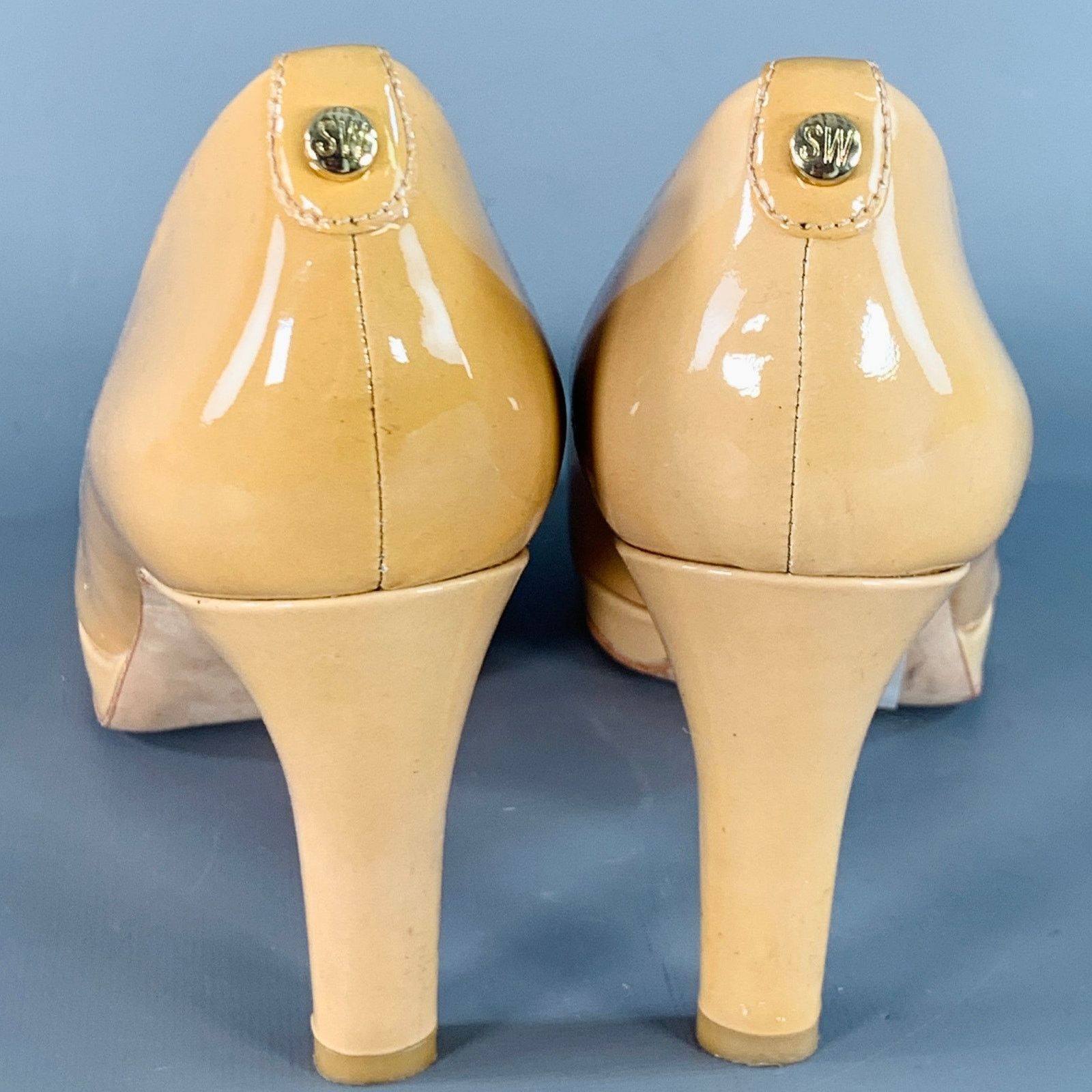 Stuart Weitzman STUART WEITZMAN Size 7 Tan Patent Leather Peep Toe Pumps Size US 7 / IT 37 - 3 Thumbnail
