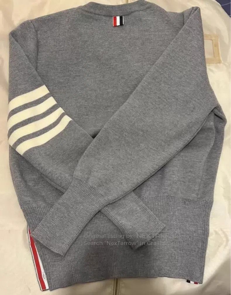 Thom Browne Thom Browne Grey Four-stripe Wool Sweater Size US XL / EU 56 / 4 - 3 Thumbnail