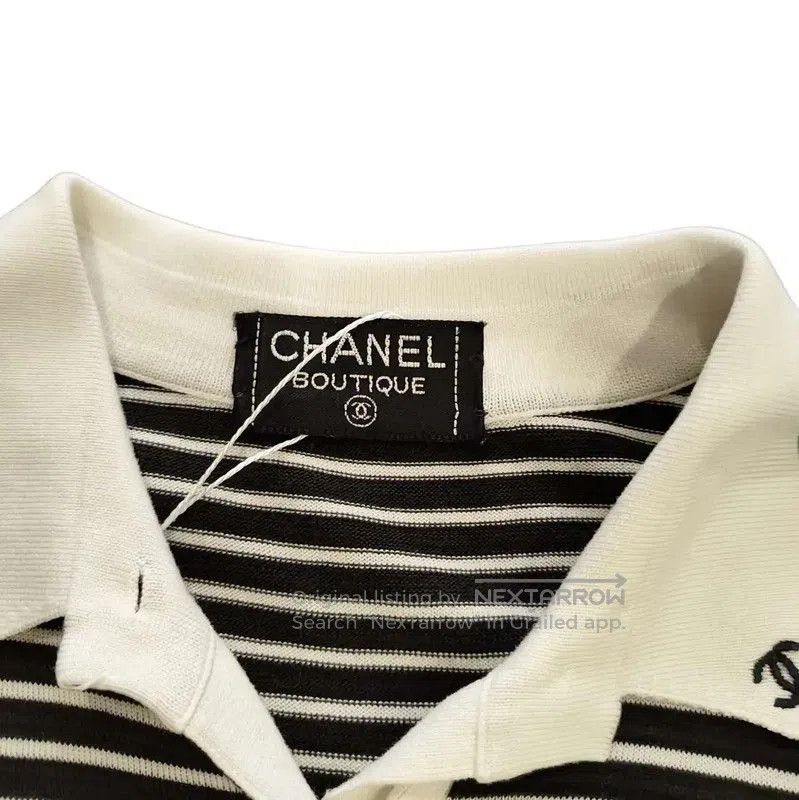 Chanel Chanel Black Cotton Blend Striped T-Shirt . Size M / US 6-8 / IT 42-44 - 4 Thumbnail