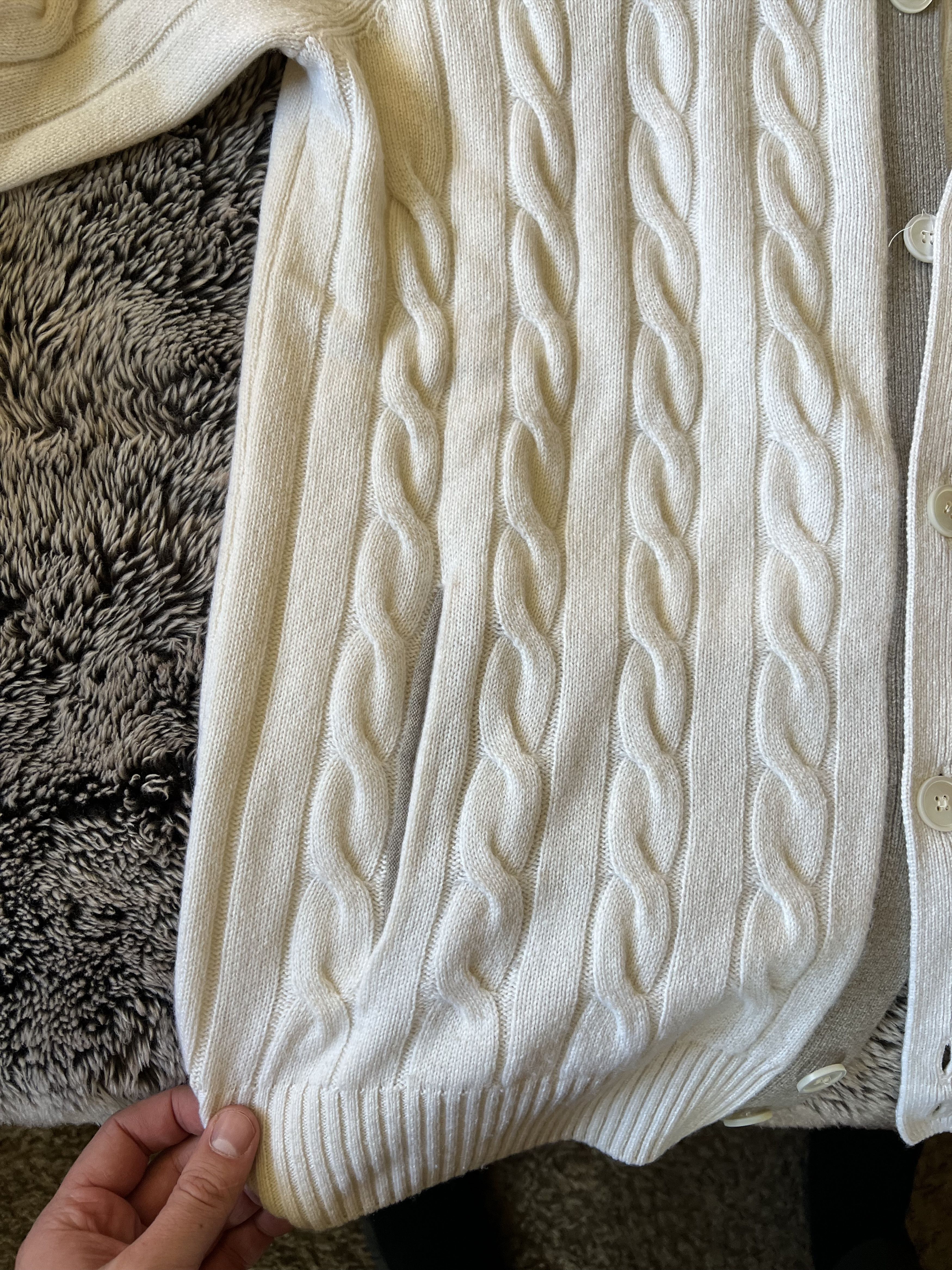 Gran Sasso Gran Sasso Cashmere Cable-Knit Cardigan Sweater Ivory Gray Size US M / EU 48-50 / 2 - 4 Thumbnail