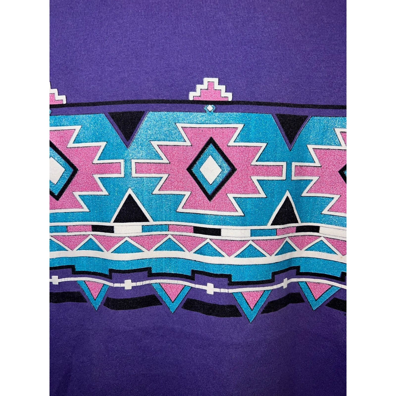 Hanes 90s Vintage Purple Native American Aztec Purple Shirt VTG L Size US L / EU 52-54 / 3 - 3 Thumbnail