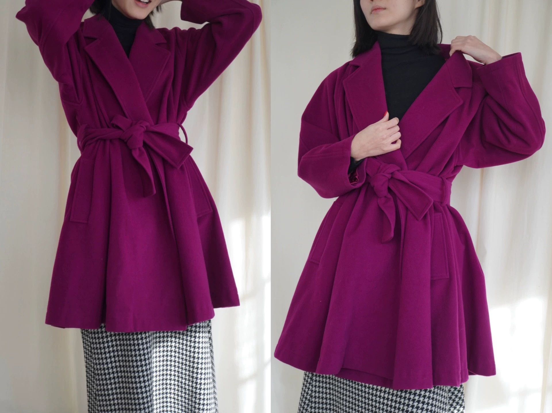Kenzo Kenzo 1978 Intense Plum Short Robe Coat M Size M / US 6-8 / IT 42-44 - 8 Thumbnail