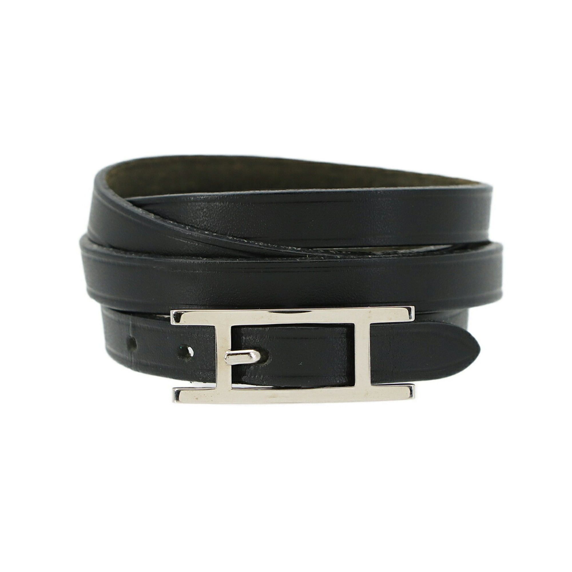 Hermes Hermes Hapi3 Bracelet, Swift Leather, Black, □I Stamp, Silver Hardware Size ONE SIZE - 1 Thumbnail