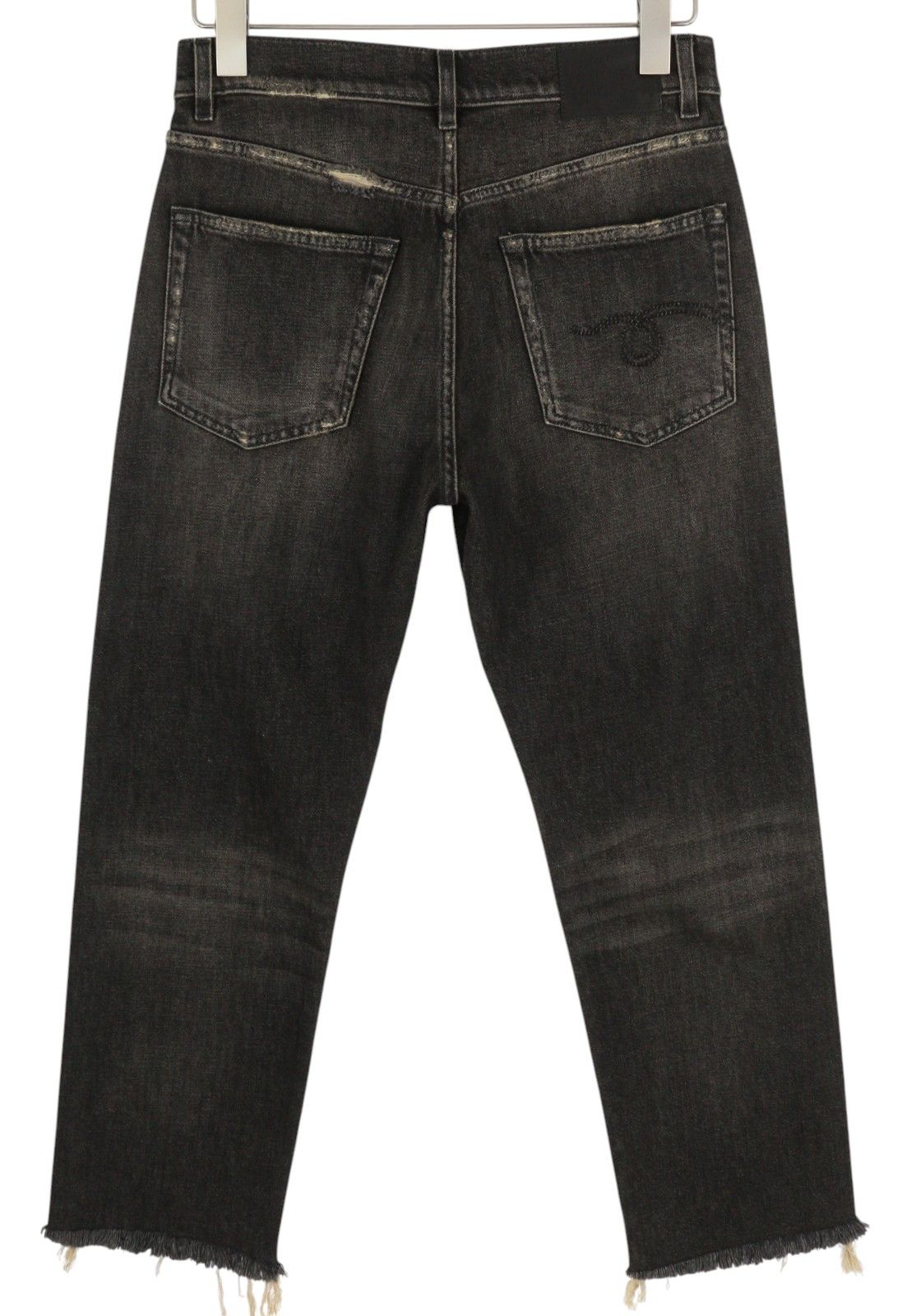 R13 BOYFRIEND 26 Distress Ripped Straight Abbey Black 84485 Size 26" / US 2 / IT 38 - 3 Thumbnail