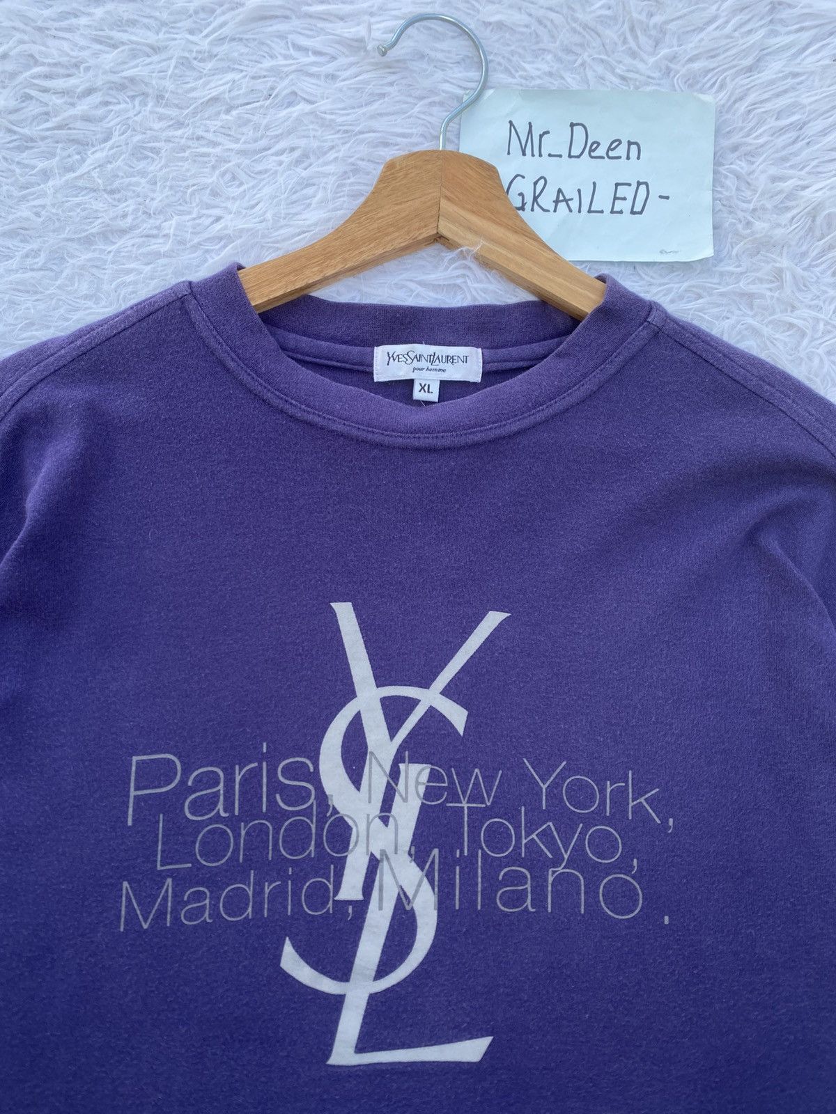 Yves Saint Laurent Rare Vintage Yves Saint Laurent Big Logo Longsleeve Shirt Size US L / EU 52-54 / 3 - 9 Thumbnail
