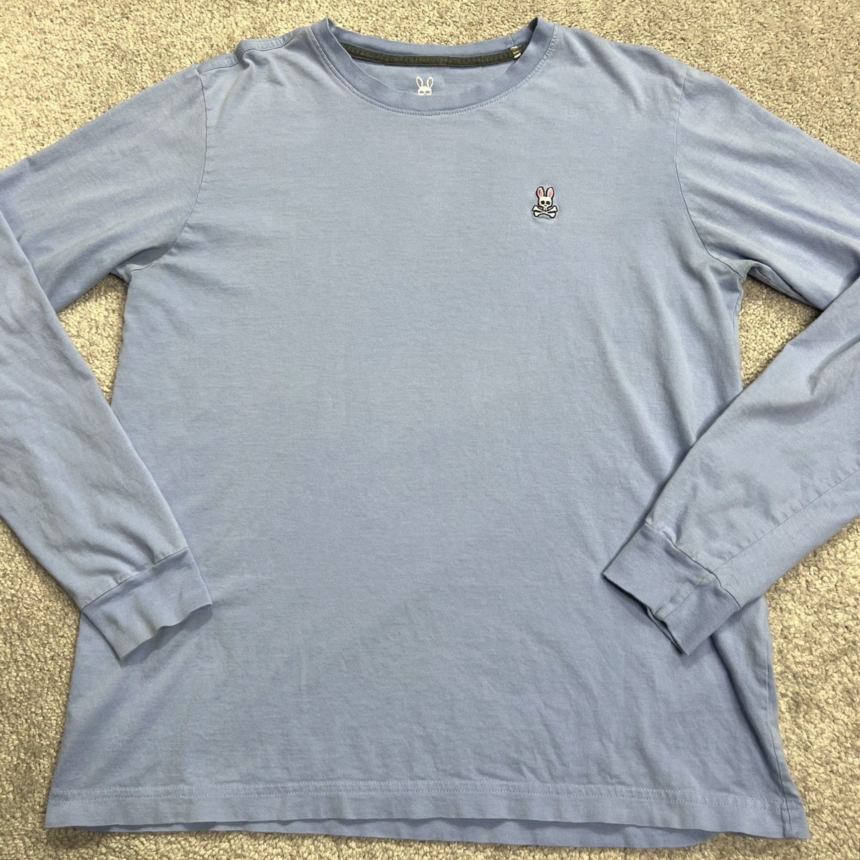 Psycho Bunny Psycho Bunny T Shirt Men Size S Light Blue Skull Crossbones Logo Crew Long Sleeve Size US S / EU 44-46 / 1 - 2 Thumbnail
