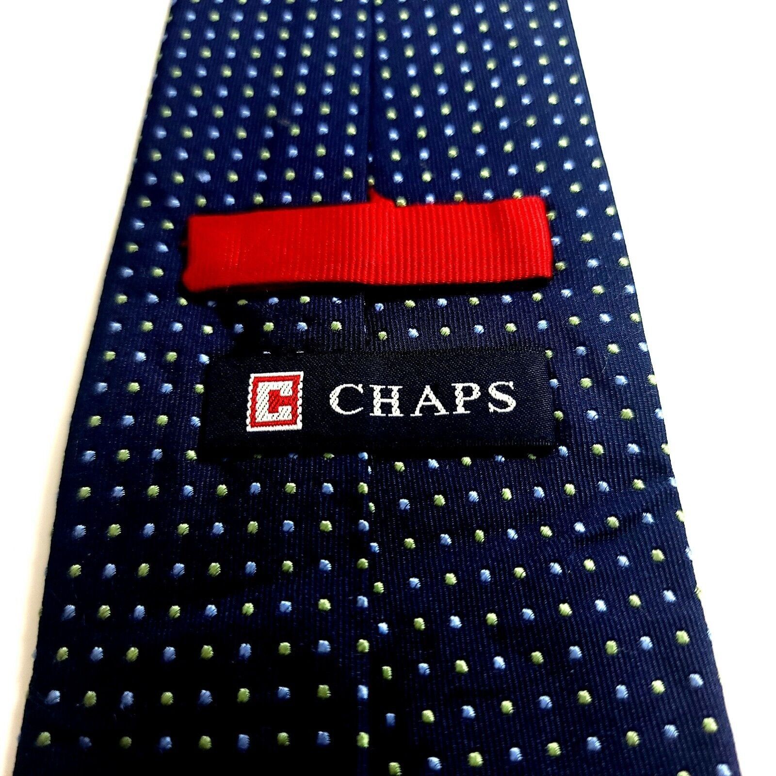 Chaps Chaps Woven Blue Green Polka Dot Silk Tie Size ONE SIZE - 3 Thumbnail