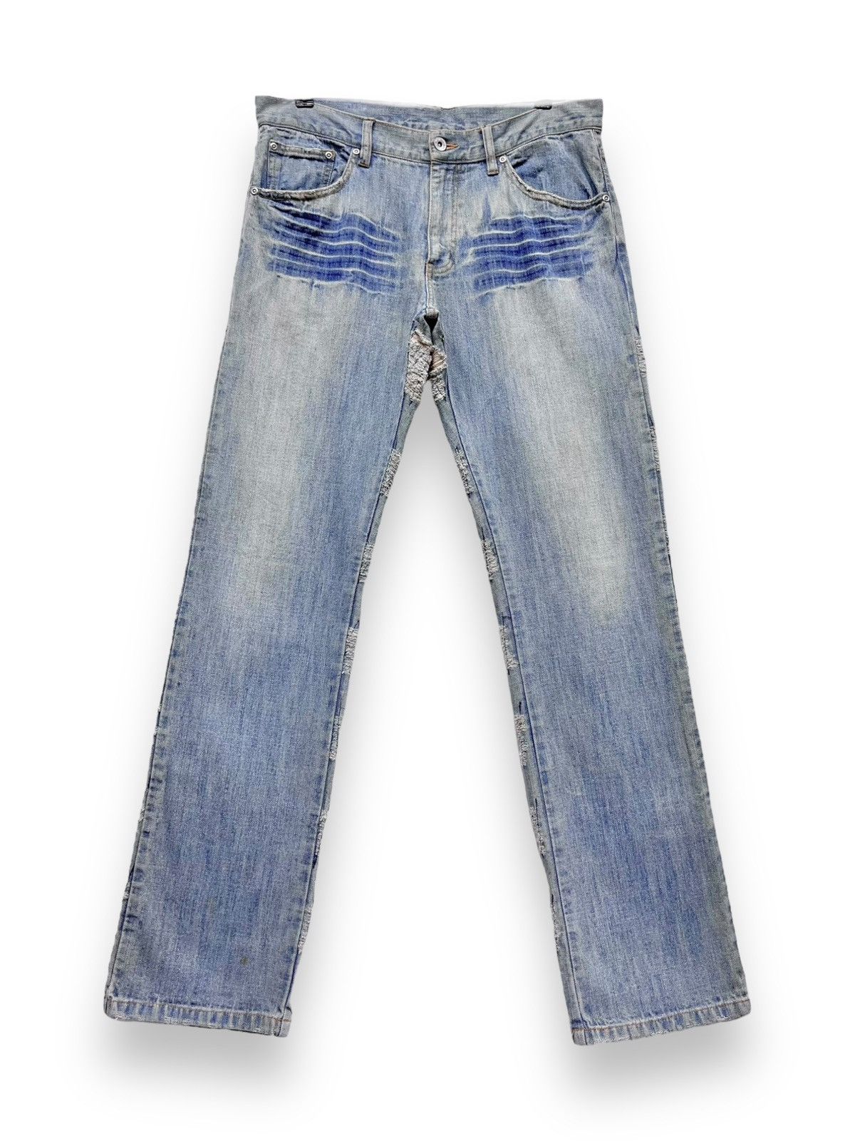 Japanese Brand 🔥RARE🔥Vtg GUMU INTERNATIONAL Designer Distressed Lightwash Size US 32 / EU 48 - 3 Thumbnail