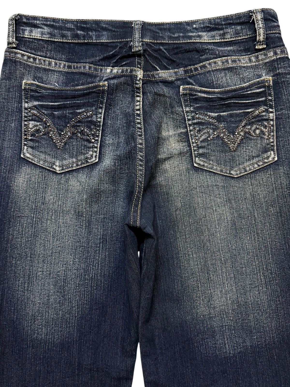 If Six Was Nine Vintage Y2K Japanese Brand Faded Wash Whisker Wide Leg Flare Size 30" / US 8 / IT 44 - 4 Thumbnail