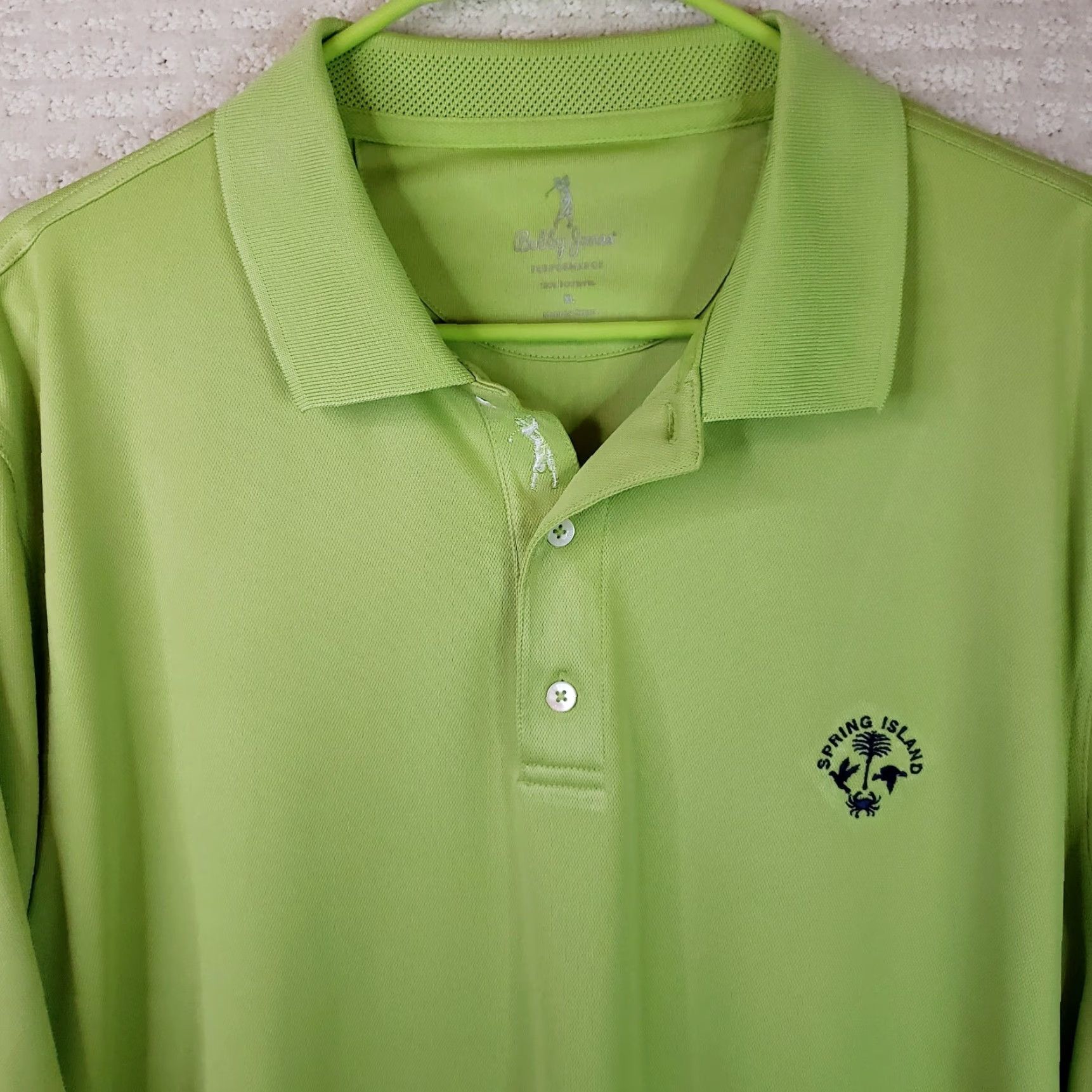 Vintage Bobby Jones Polo Shirt Men L Green White Striped Golf Performance Spring Island Size US L / EU 52-54 / 3 - 3 Thumbnail