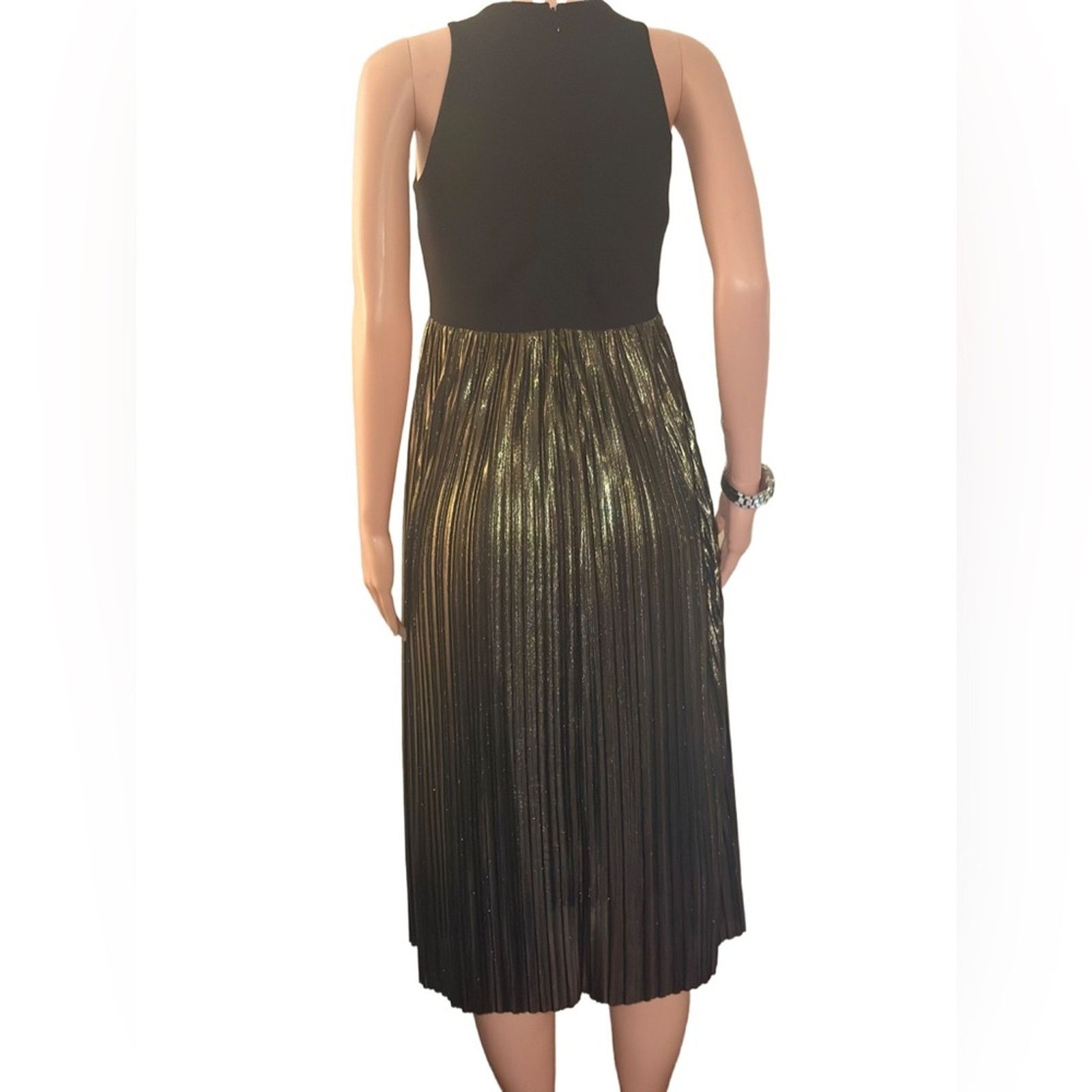 Gap Gap Black & Gold Sleeveless Knit Pleated Skirt Dress Size S / US 4 / IT 40 - 9 Thumbnail