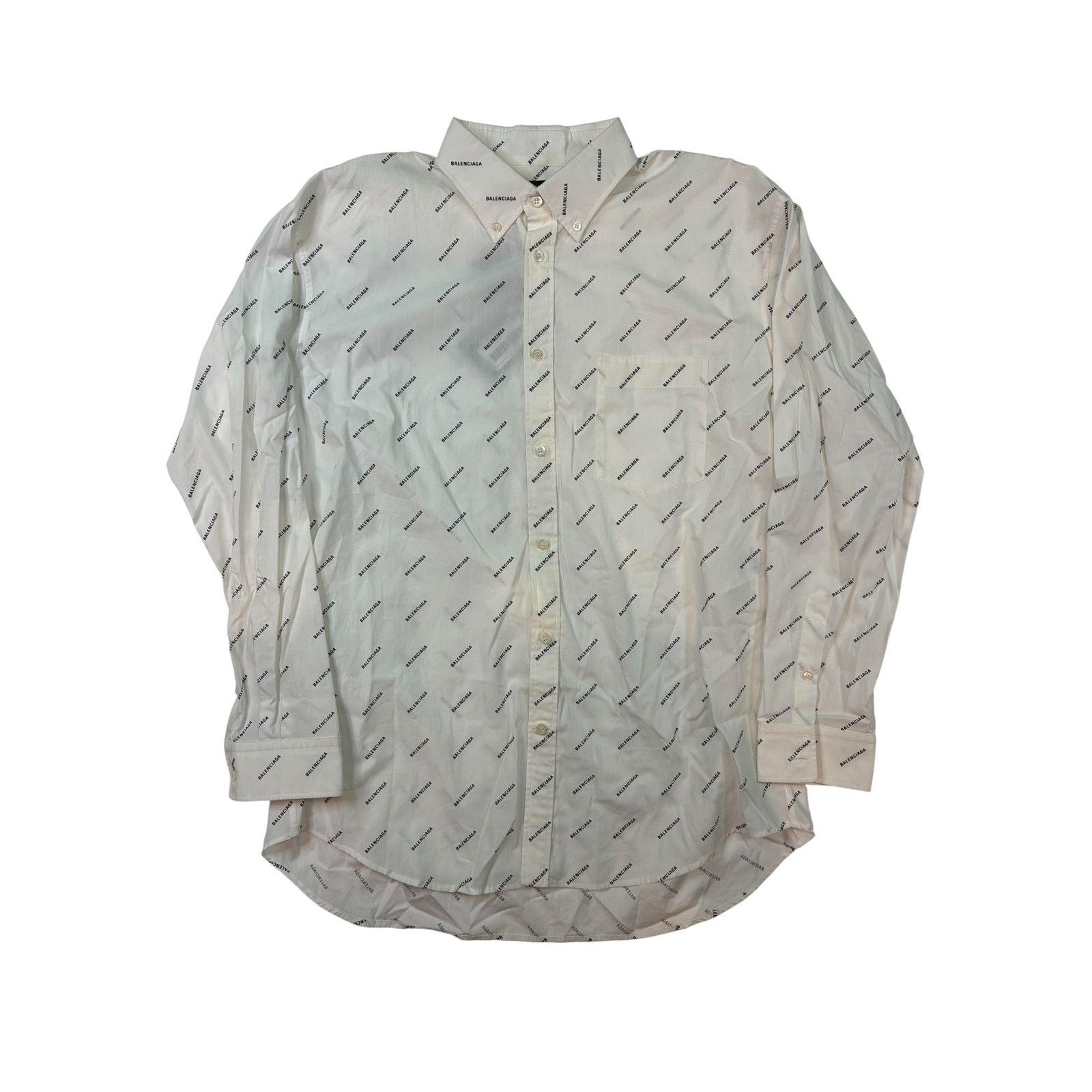 Balenciaga Balenciaga Multi Logo Button Up White All Over Shirt Size US XL / EU 56 / 4 - 1 Thumbnail