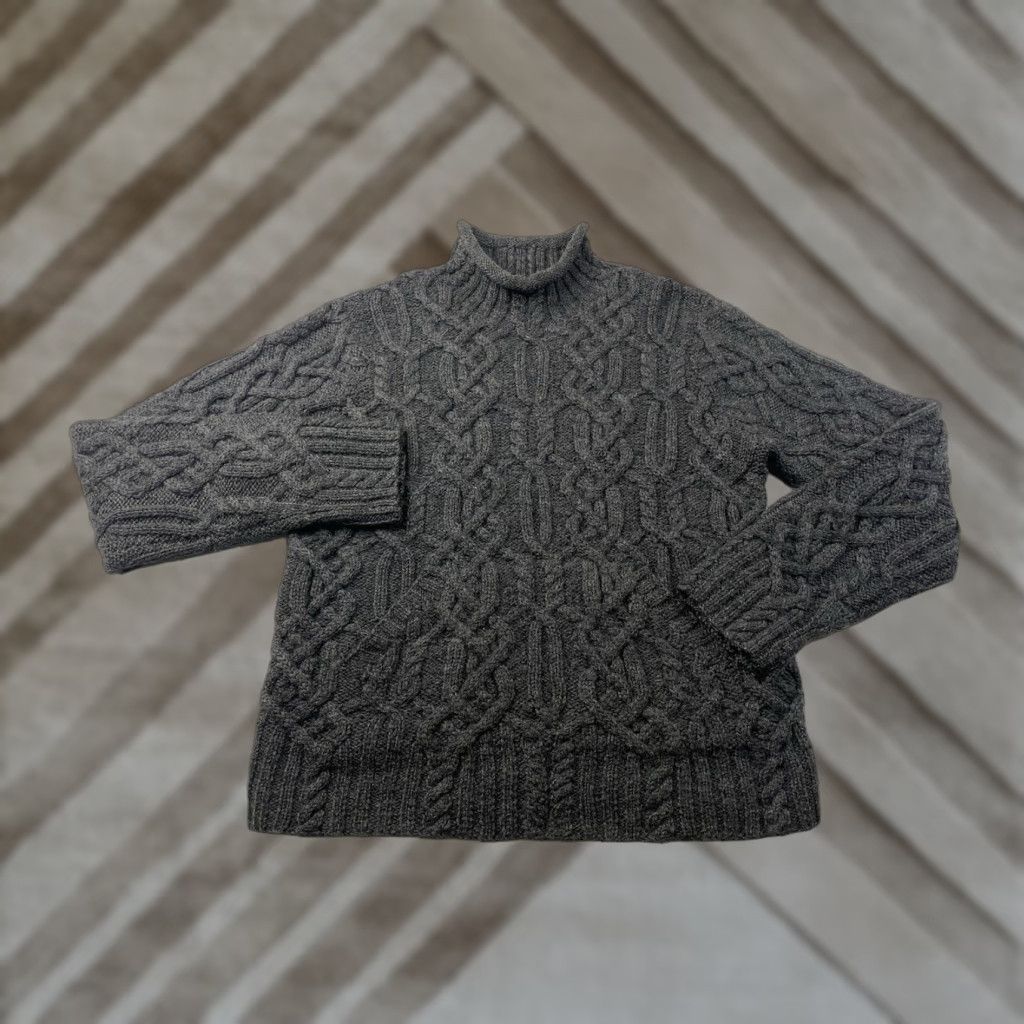 Ralph Lauren VINTAGE Ralph Lauren Cable Knit Sweater Womens M Gray Wool Pullover Rollneck Size M / US 6-8 / IT 42-44 - 1 Thumbnail