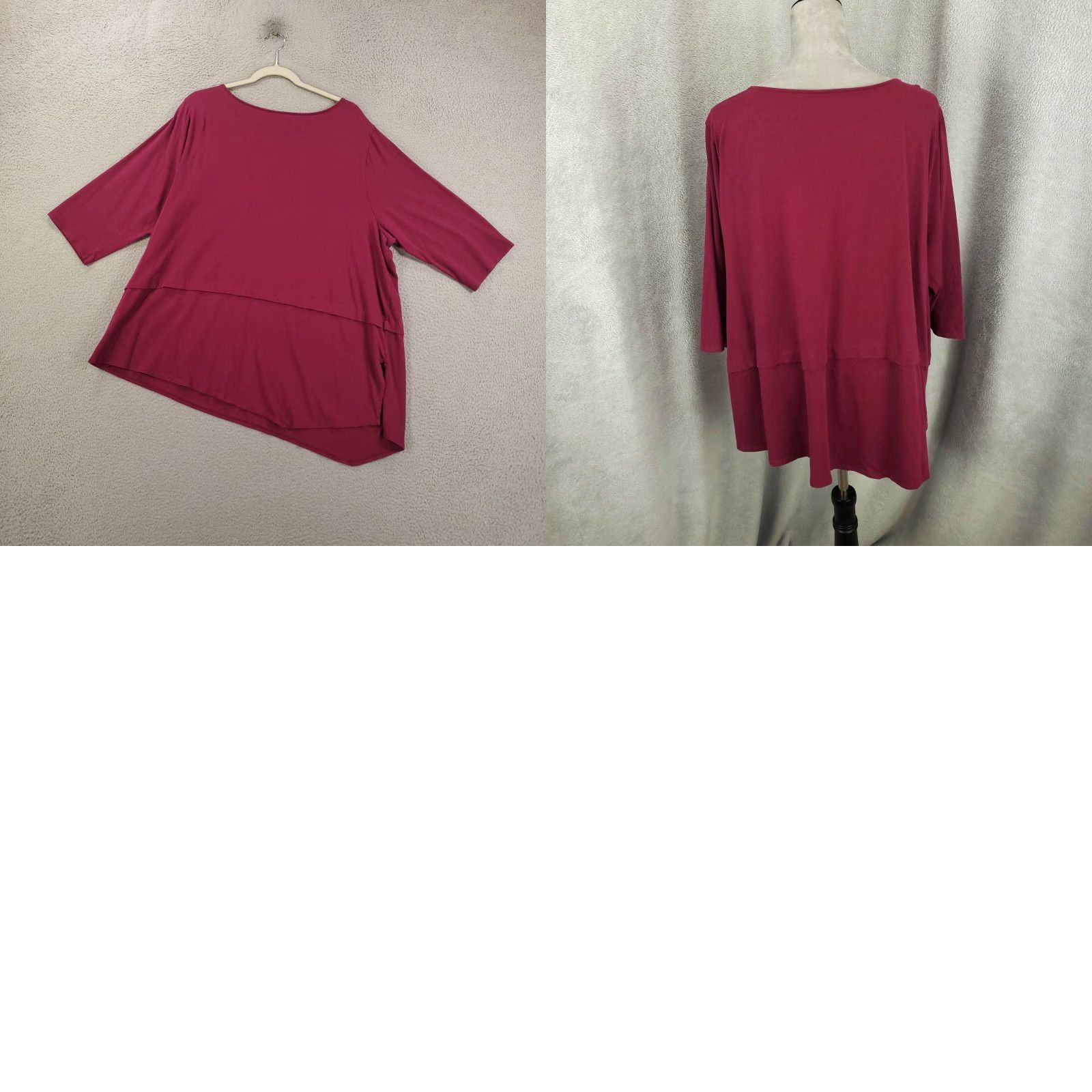J. Jill J Jill Tunic Top Womens 3X Burgundy Red Boat Neck Asymmetric Hem Pullover Shirt Blouse Classic Tunic Blouse Ladies Plus Size Cotton Blend Rayon Size XXL / US 16-18 / IT 52-54 - 8 Thumbnail