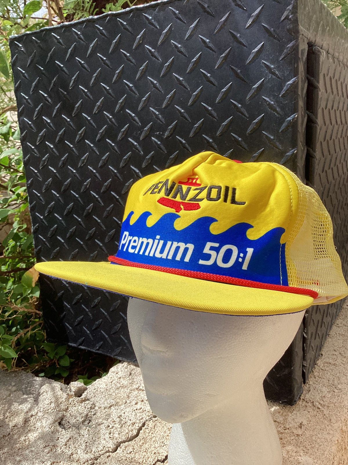 Other × Vintage Vtg 90s Pennzoil premium 50:1 NWOT snapback trucker styl hat Size ONE SIZE - 2 Thumbnail