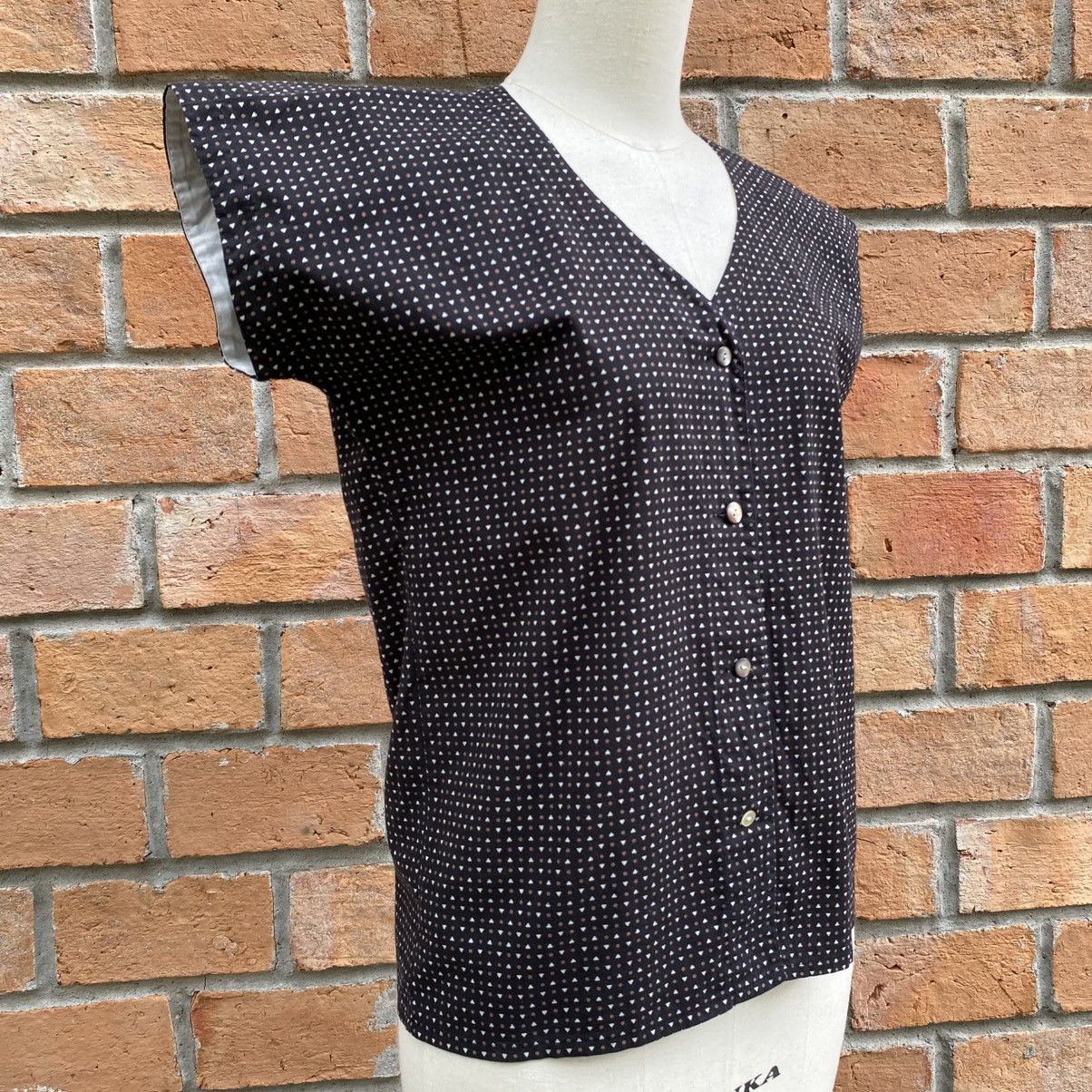 Kenzo KENZO Black Dot V-Neck Blouse Size M / US 6-8 / IT 42-44 - 15 Thumbnail