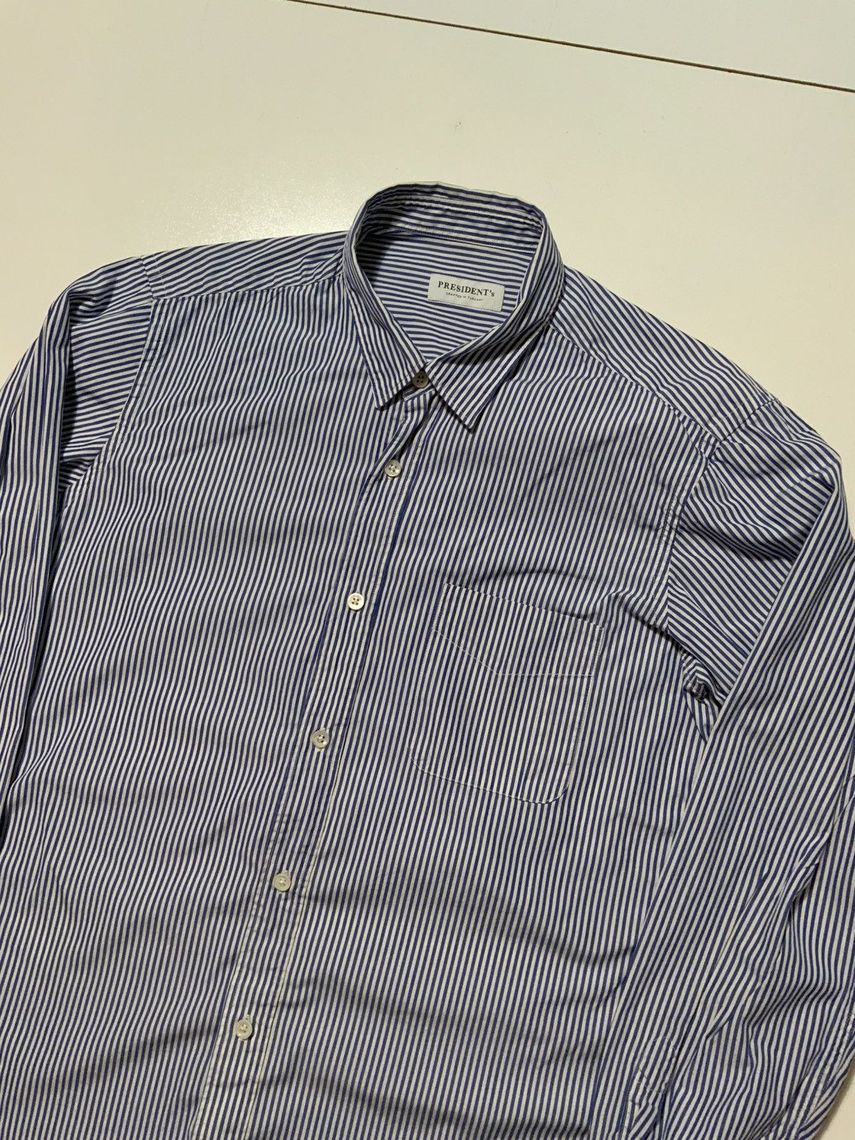 President's $349 Presidents P’s Giza Cotton Popeline Stick Stripe Shirt Size US L / EU 52-54 / 3 - 3 Thumbnail