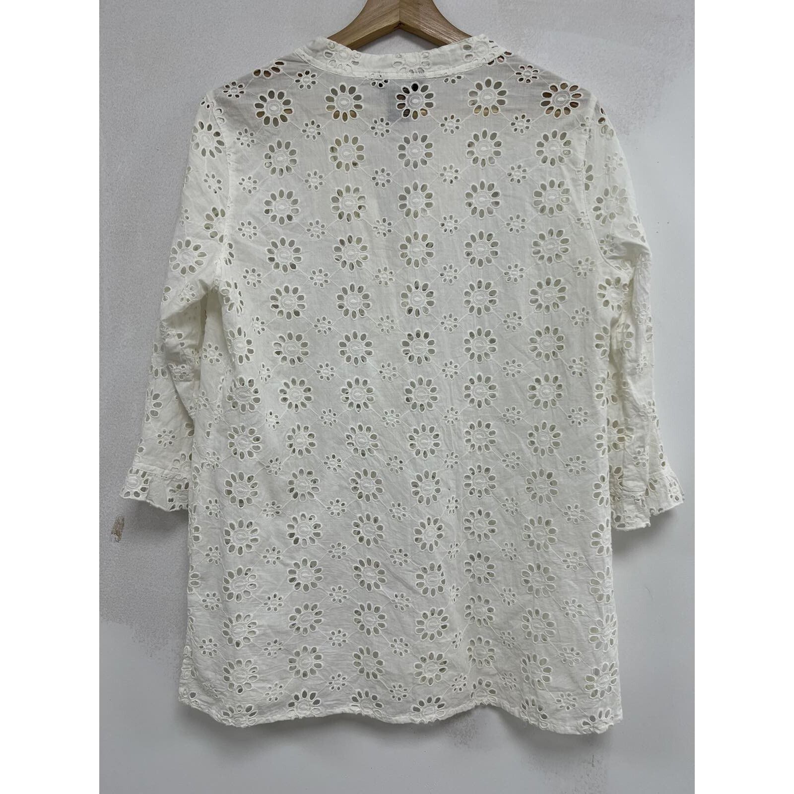 & Other Stories MULTIPLES Women Eyelet Blouse Cotton 3/4 Sleeve A001427 Size M / US 6-8 / IT 42-44 - 2 Thumbnail